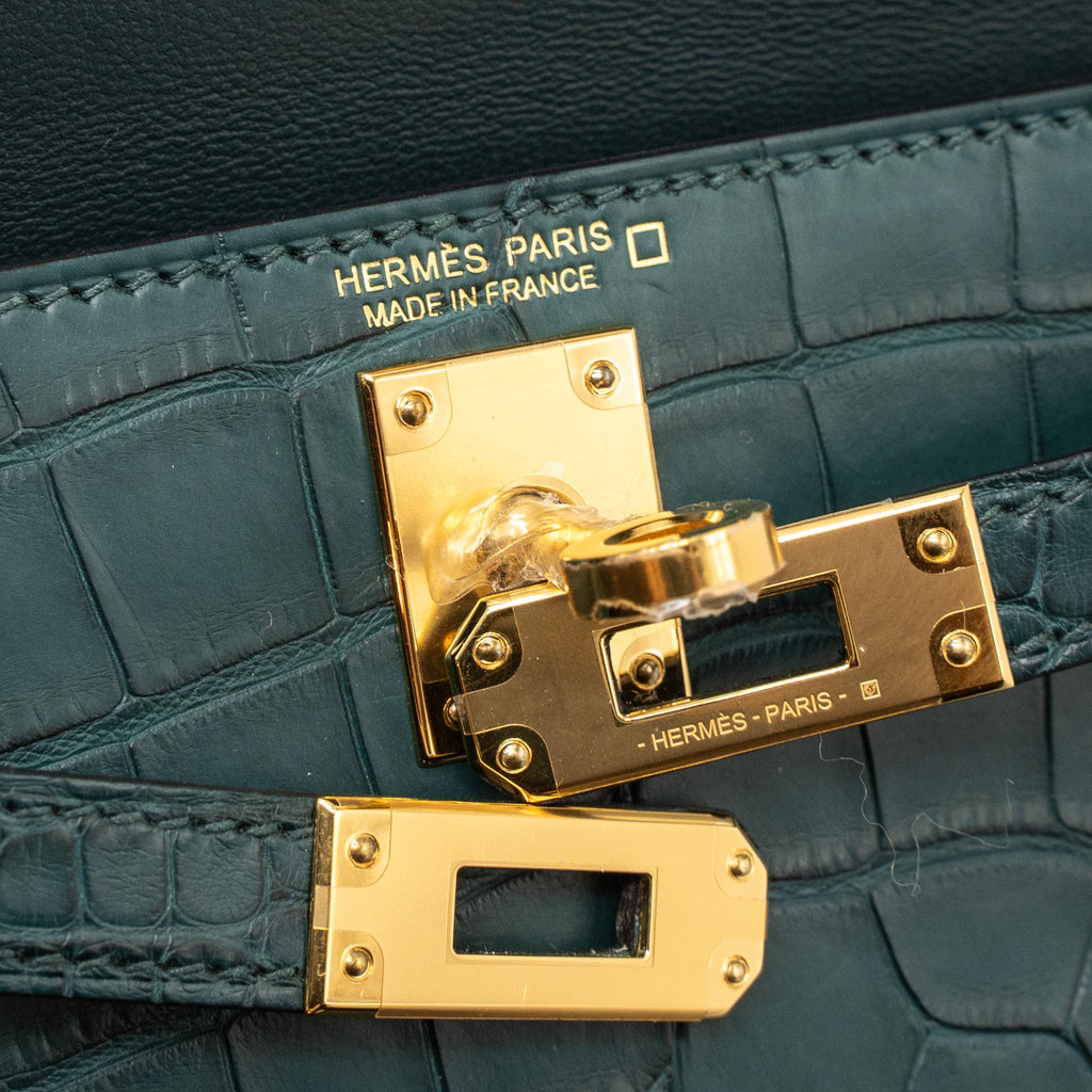 HERMES MINI KELLY II ALLIGATOR MISSISSIPPIENSIS MATTE 6O VERT CYPRES GHW