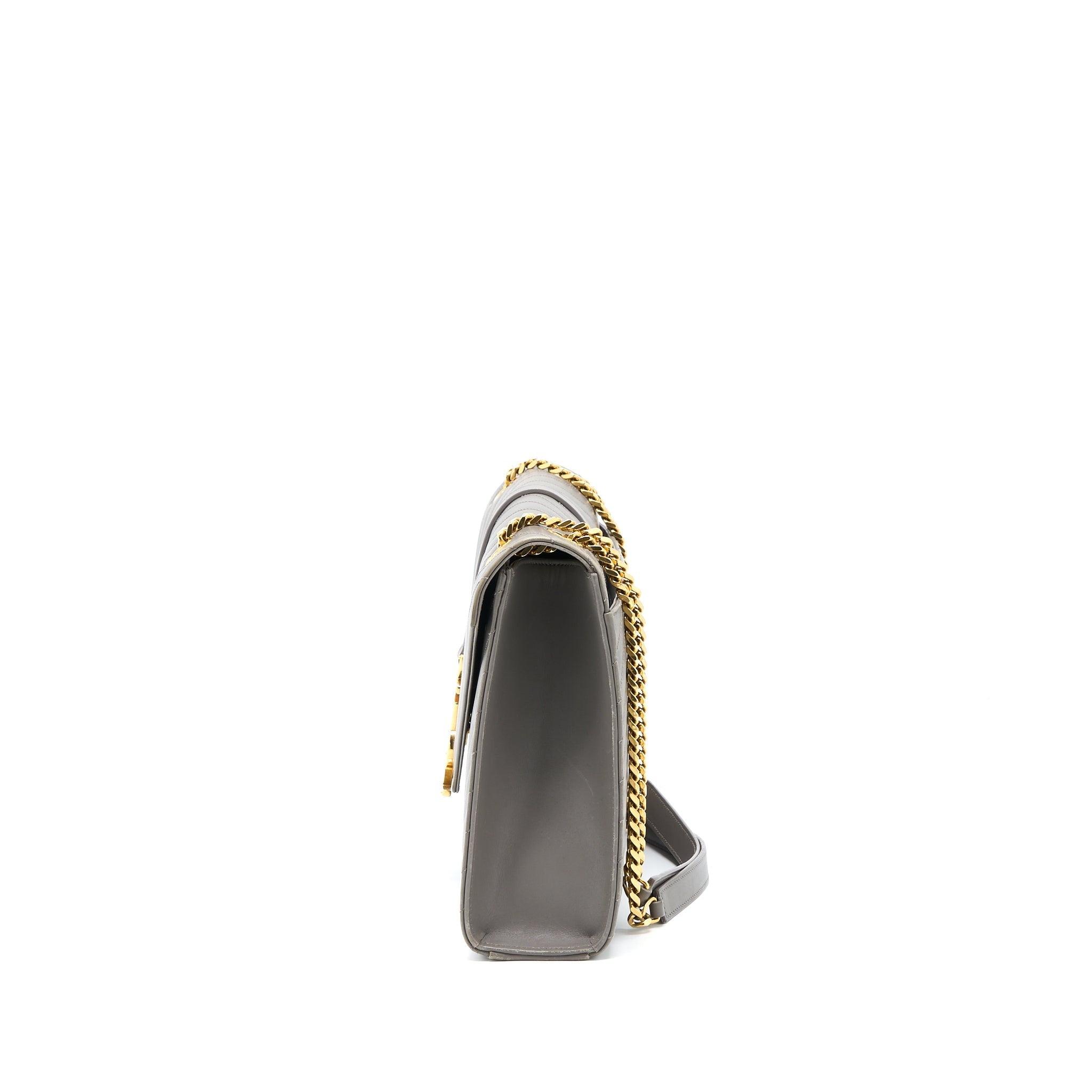 SAINT LAURENT ENVELOPE LARGE BAG CALFSKIN GREY GHW