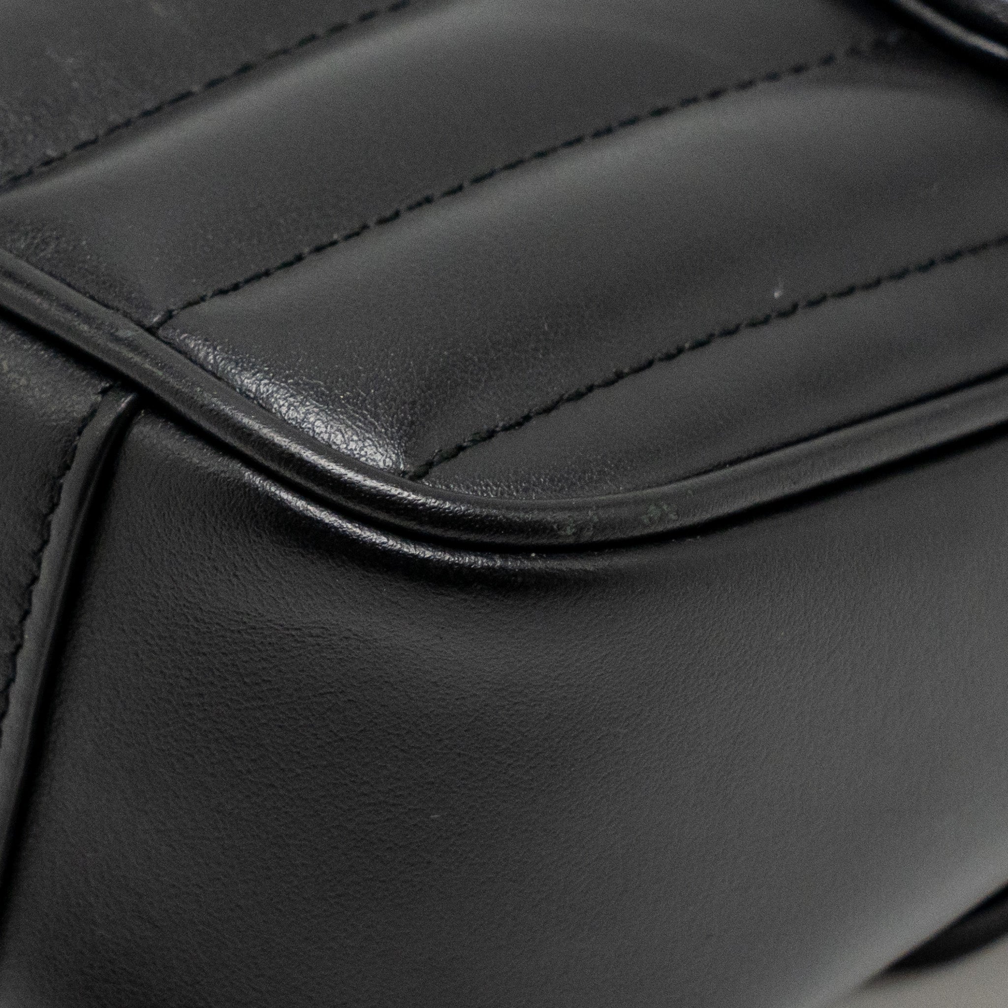 GUCCI SMALL GG MARMONT SHOULDER BAG CALFSKIN BLACK SHW