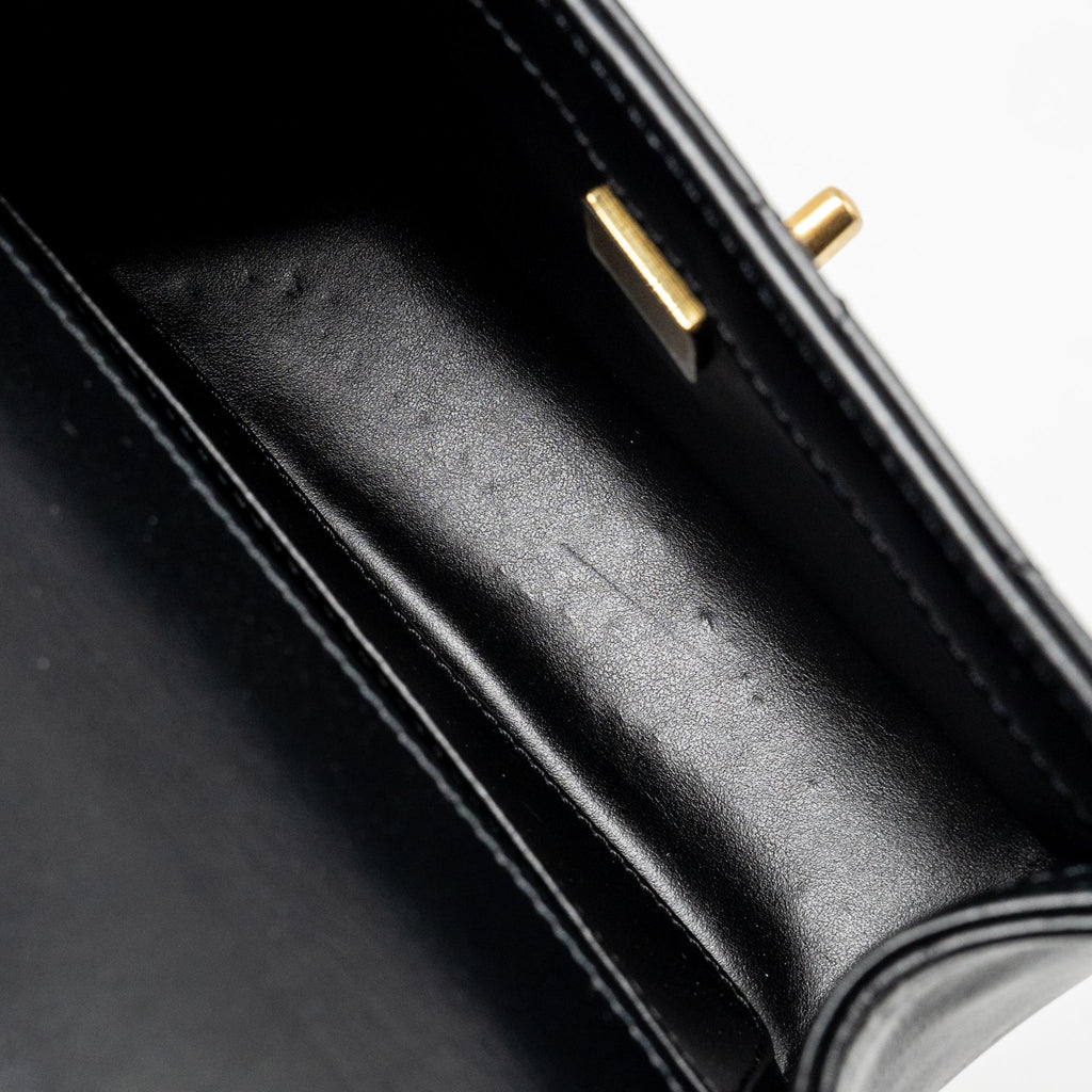 CHANEL GOLD CRUSH FLAP BAG CALFSKIN BLACK GHW (MICROCHIP)