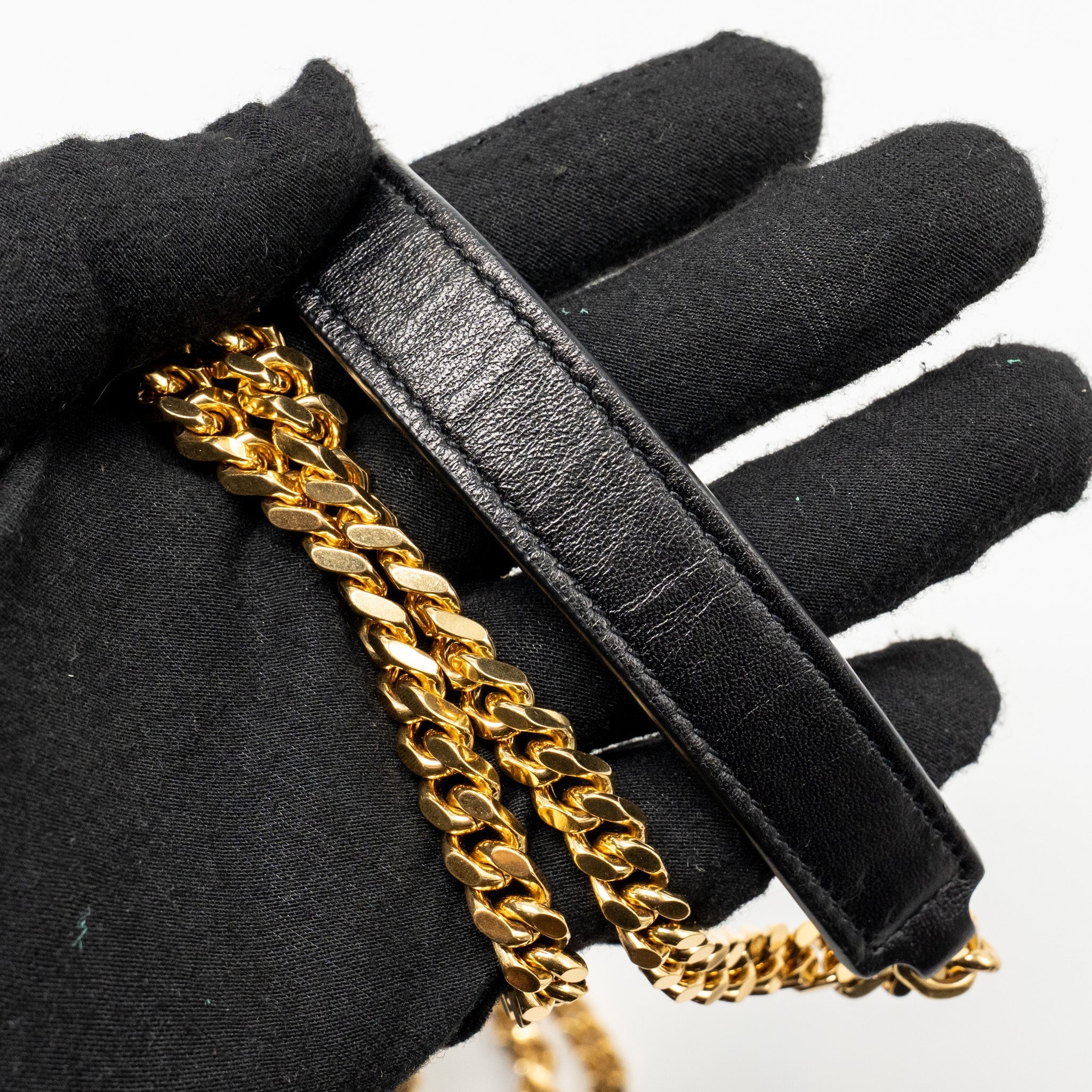 SAINT LAURENT/YSL LOVE HEART CHAIN BAG LAMBSKIN BLACK GHW