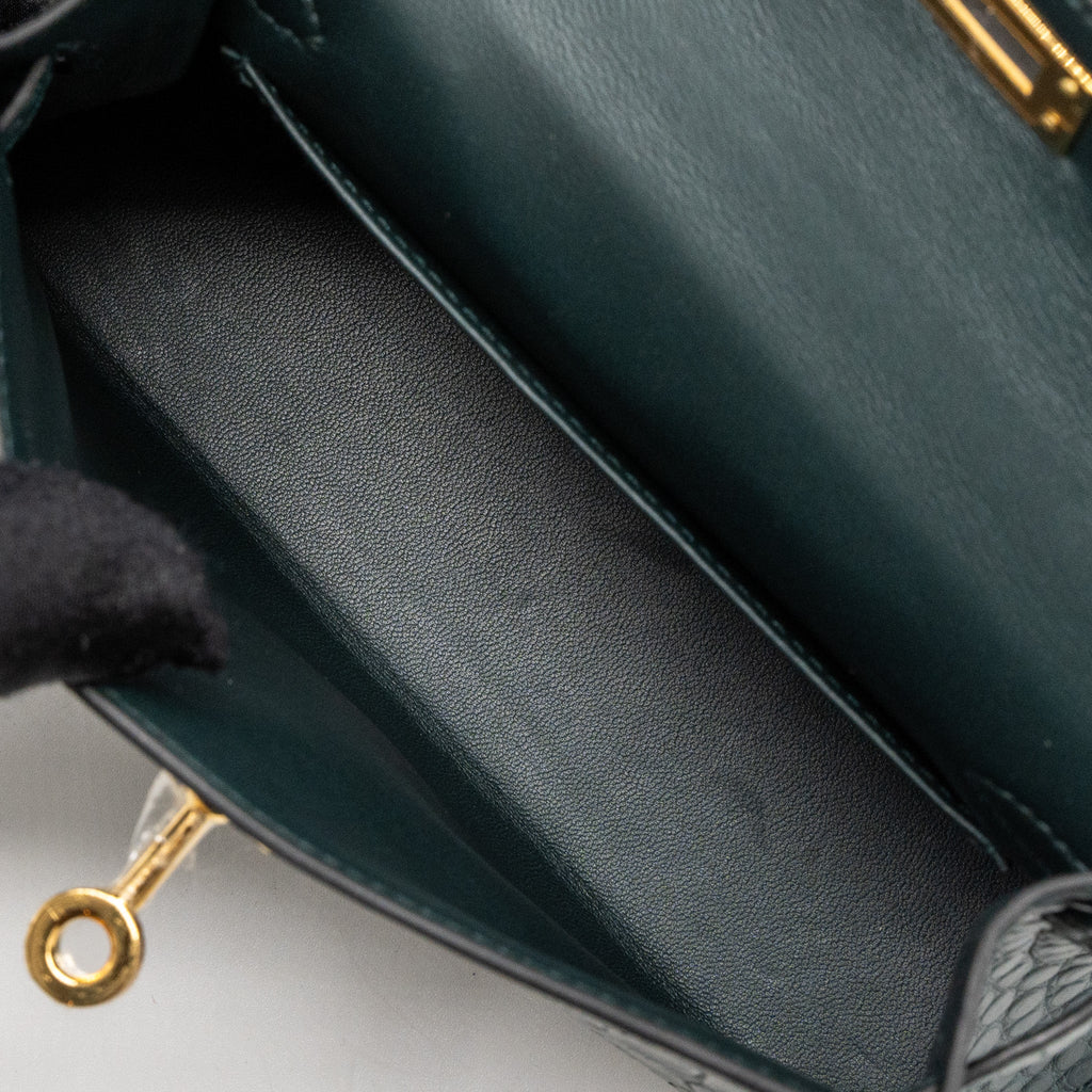 HERMES MINI KELLY II ALLIGATOR MISSISSIPPIENSIS MATTE 6O VERT CYPRES GHW