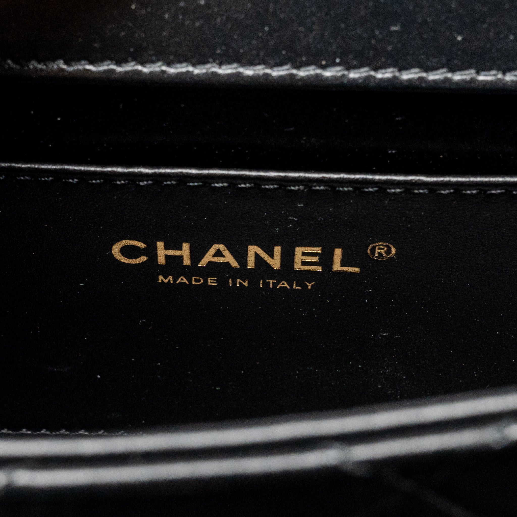 CHANEL GOLD CRUSH FLAP BAG CALFSKIN BLACK GHW (MICROCHIP)