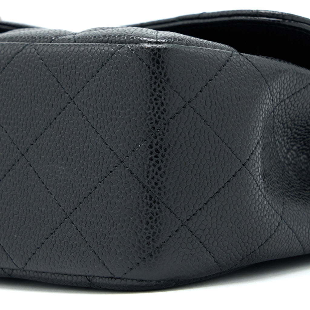 CHANEL JUMBO SINGLE FLAP BAG CAVIAR BLACK SHW