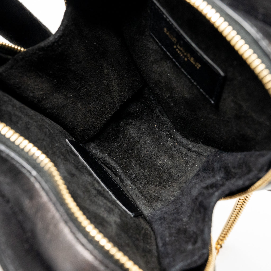 SAINT LAURENT/YSL LOVE HEART CHAIN BAG LAMBSKIN BLACK GHW