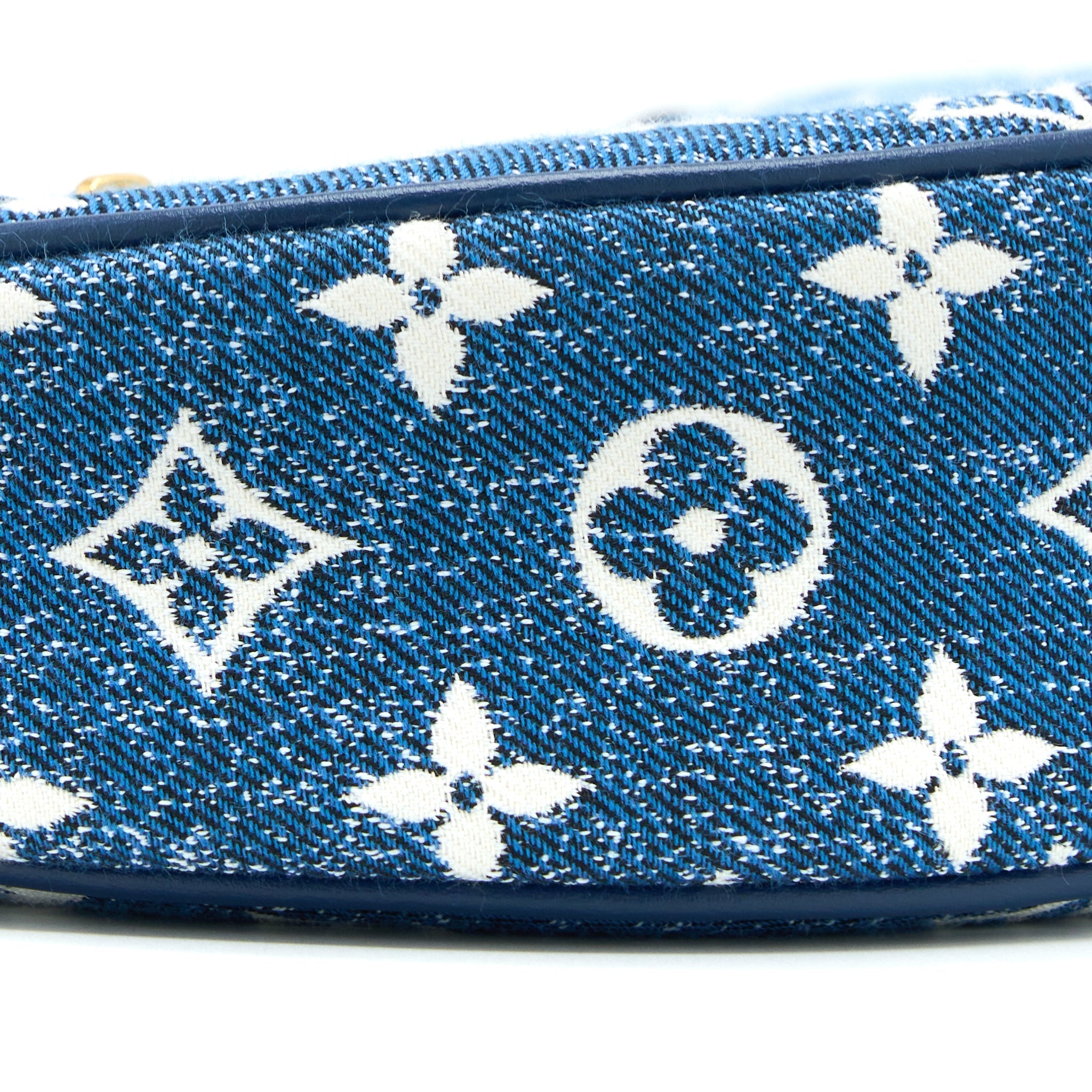 LOUIS VUITTON HALF-MOON LOOP BAGUETTE HANDBAG DENIM BLUE GHW
