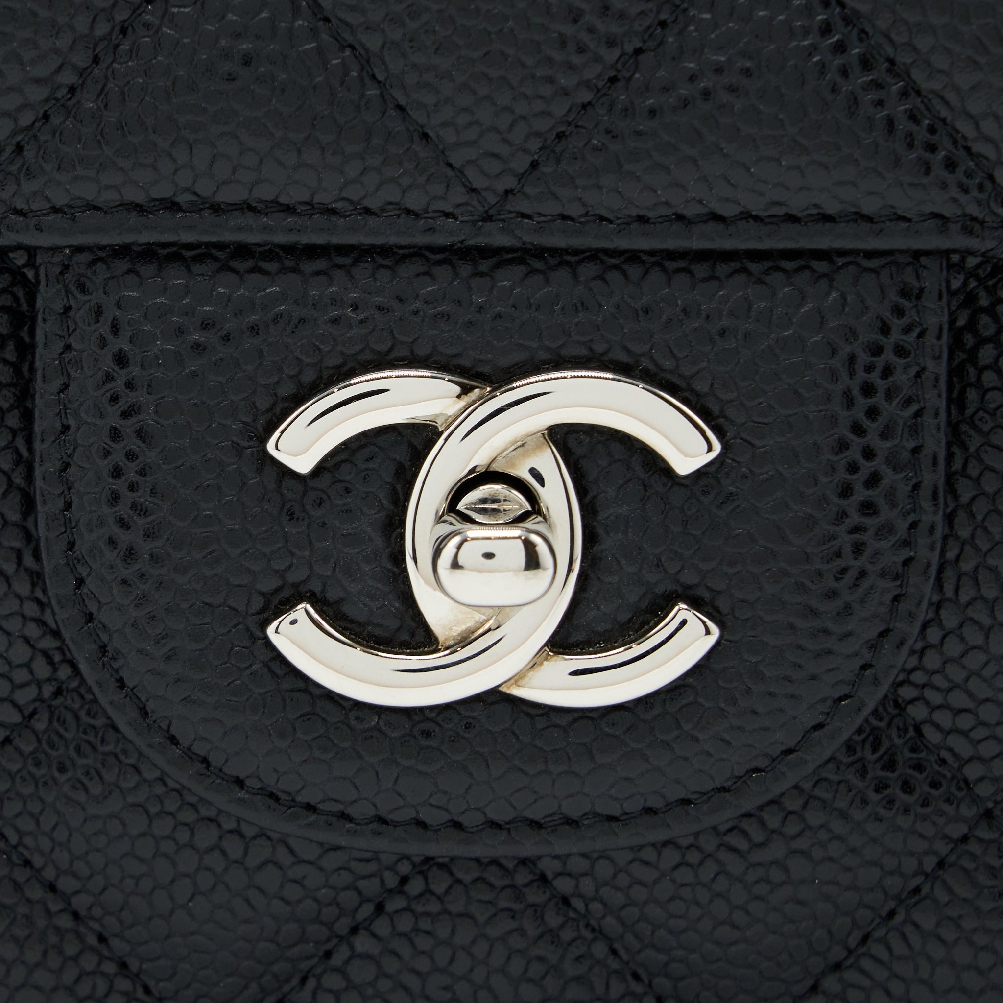 CHANEL JUMBO SINGLE FLAP BAG CAVIAR BLACK SHW
