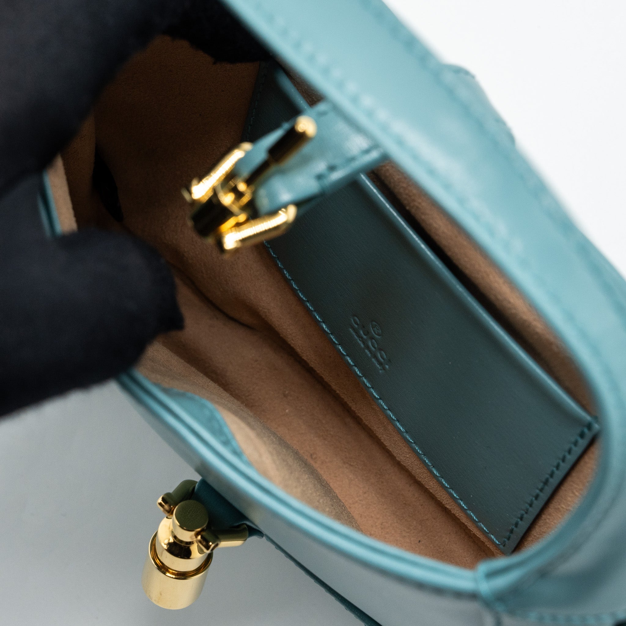 GUCCI JACKIE 1961 MINI SHOULDER BAG LEATHER BLUE GHW