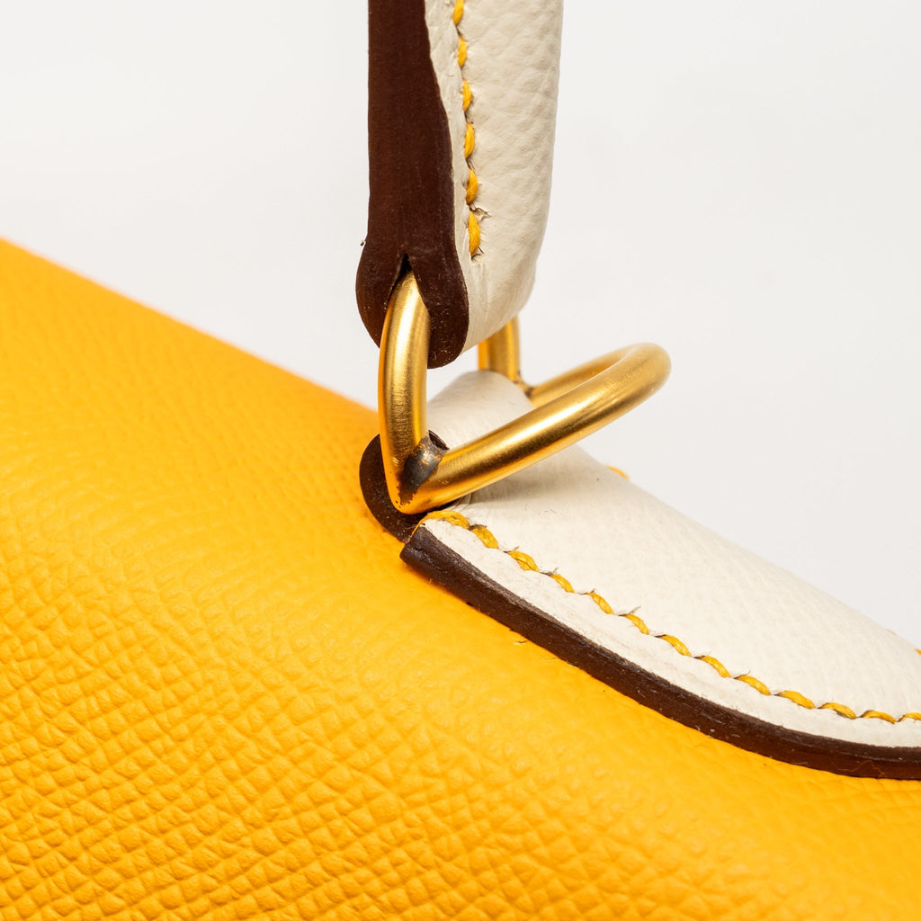 HERMES KELLY 28 SPECIAL ORDER EPSOM JAUNE D’OR/CRAIE BRUSHED GHW