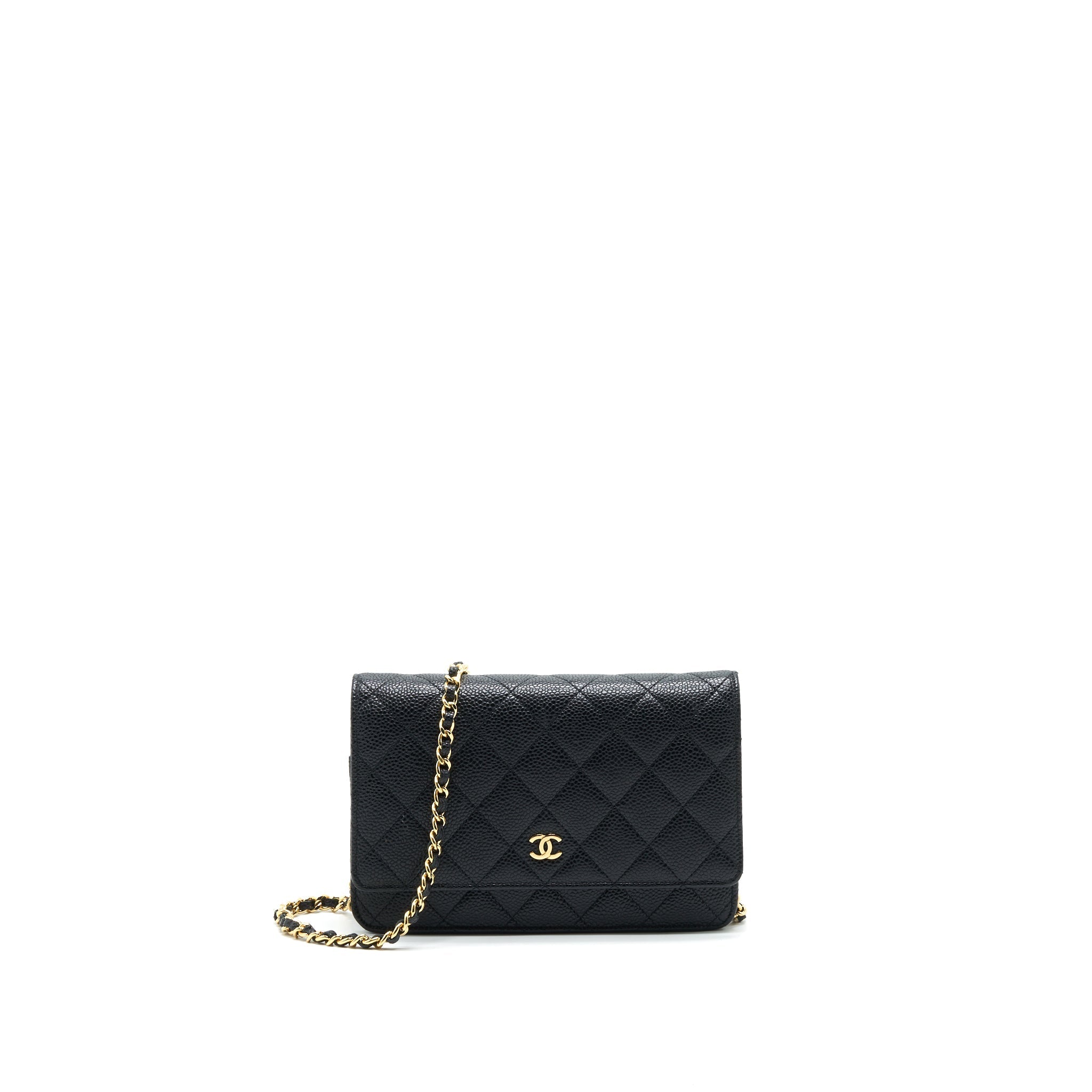 CHANEL CAVIAR WALLET ON CHAIN BLACK GHW