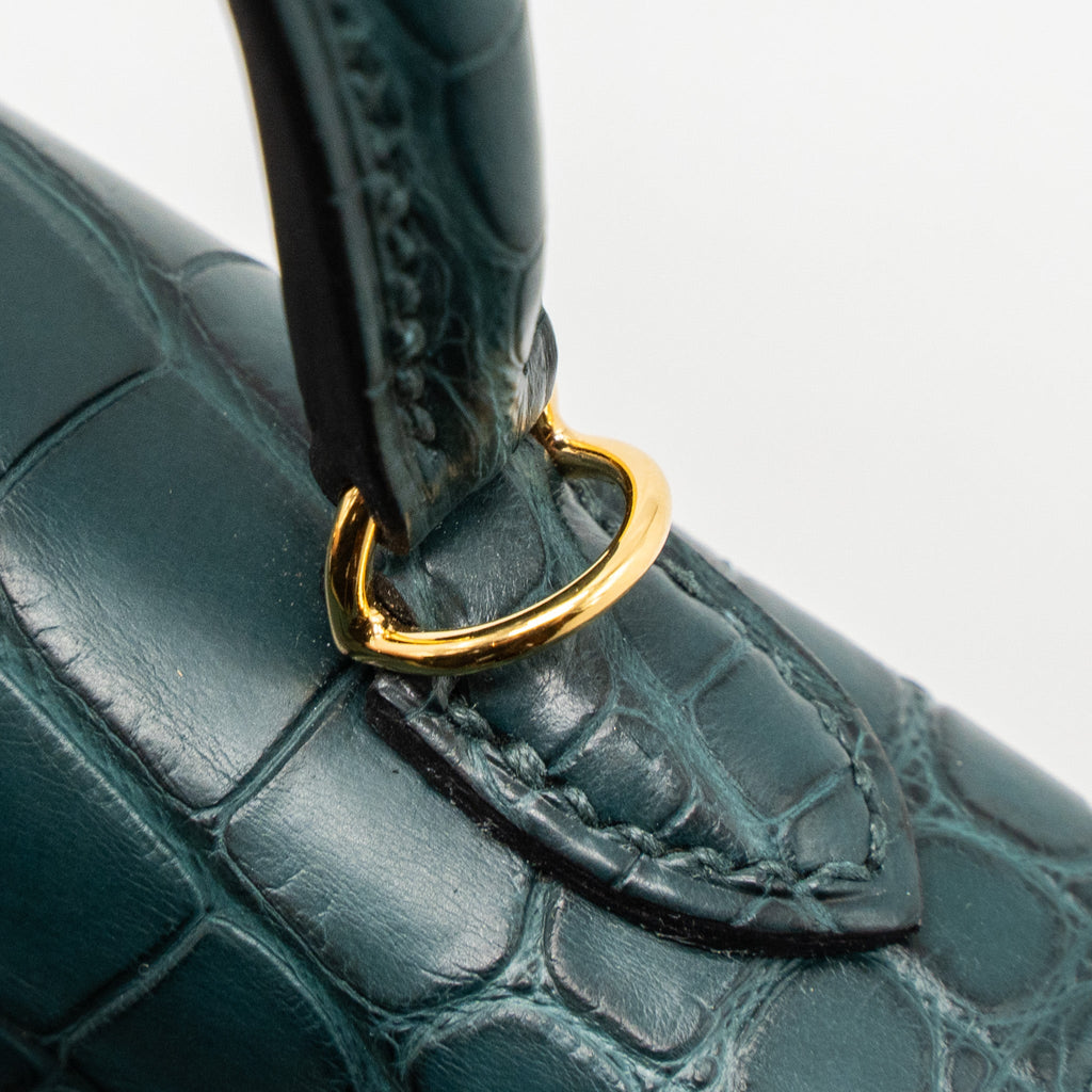 HERMES MINI KELLY II ALLIGATOR MISSISSIPPIENSIS MATTE 6O VERT CYPRES GHW