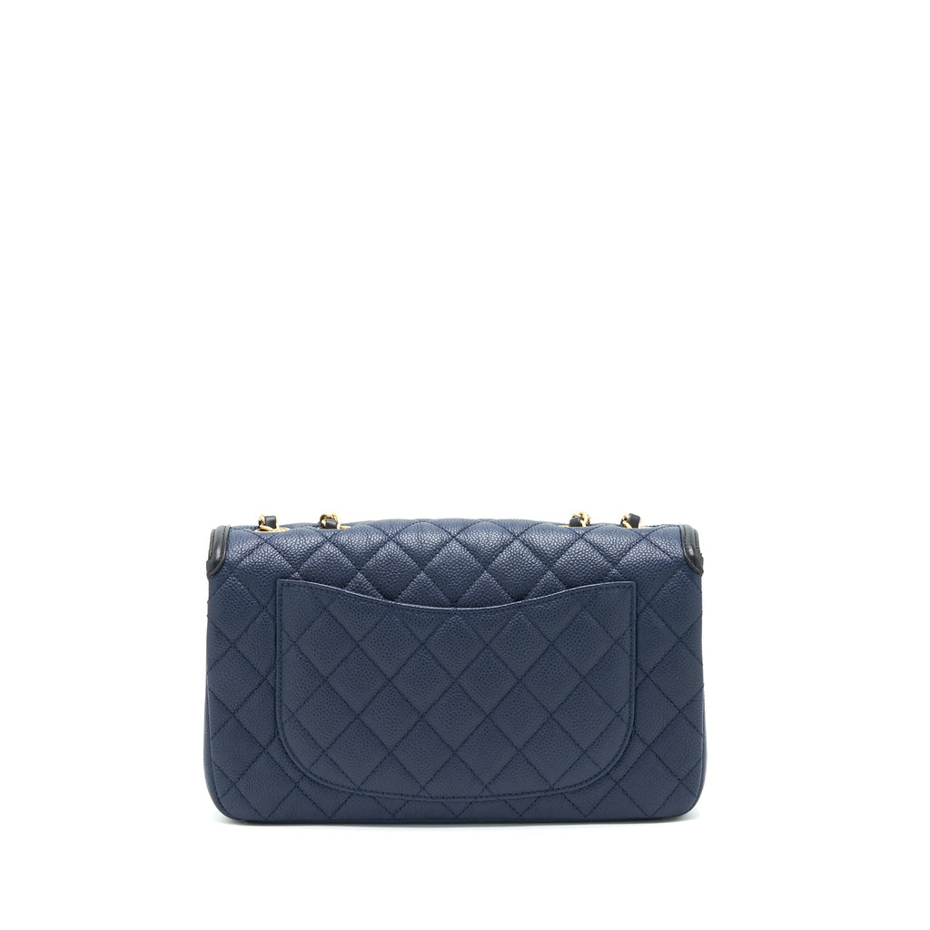 CHANEL MEDIUM CAVIAR FILIGREE FLAP BAG NAVY AND BLACK