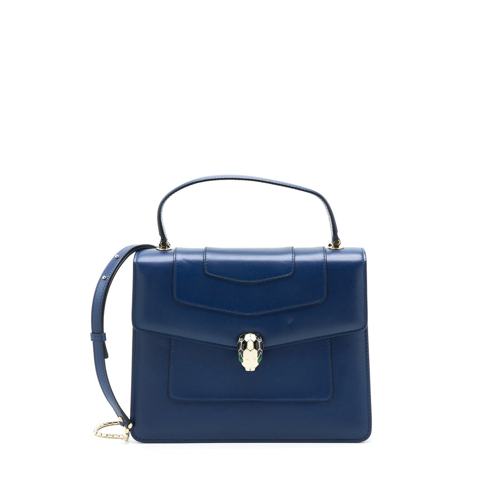 BVLGARI SERPENTI FOREVER TOP HANDLE BAG CALFSKIN DARK BLUE LGHW
