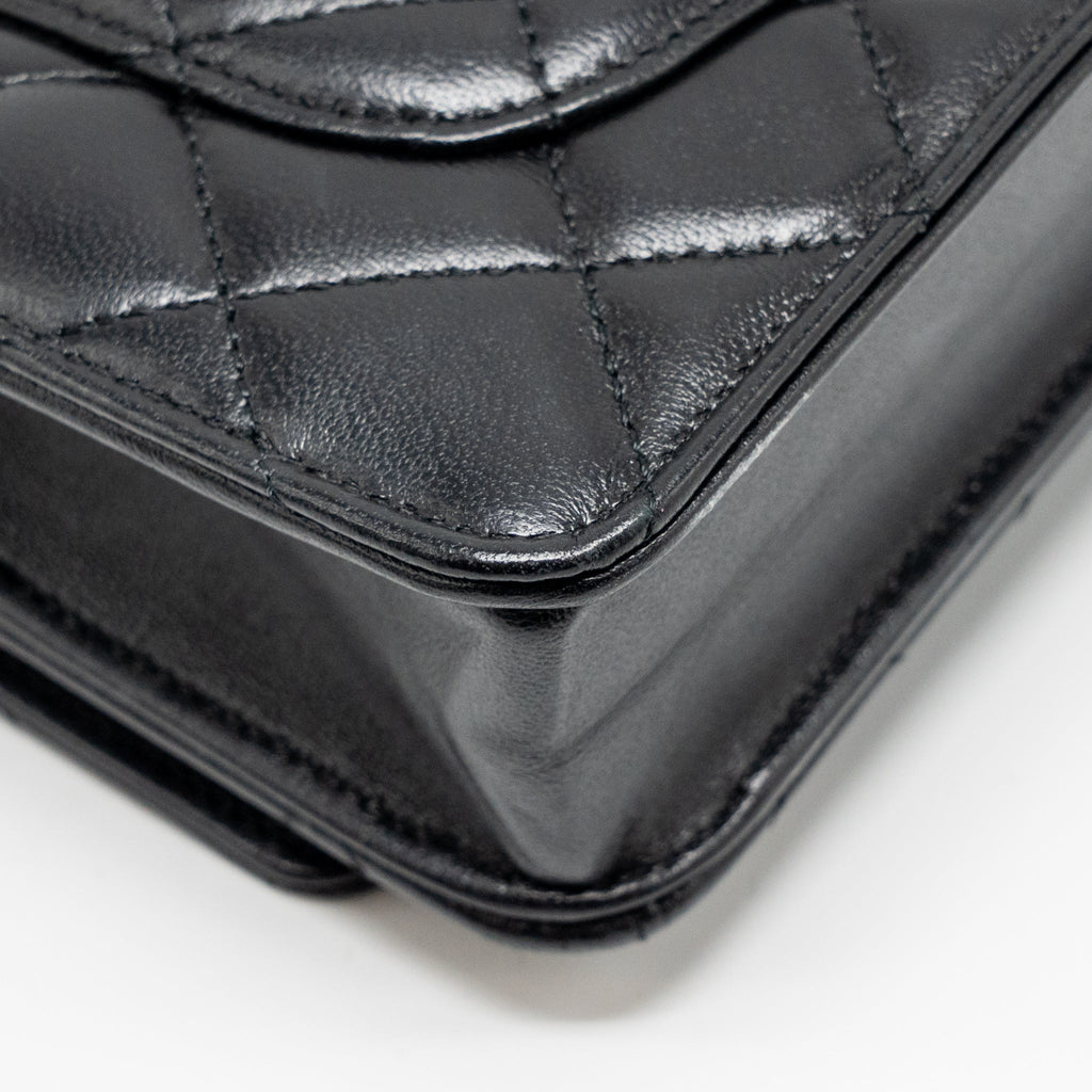 CHANEL COCO CHARM WALLET ON CHAIN LAMBSKIN BLACK LGHW