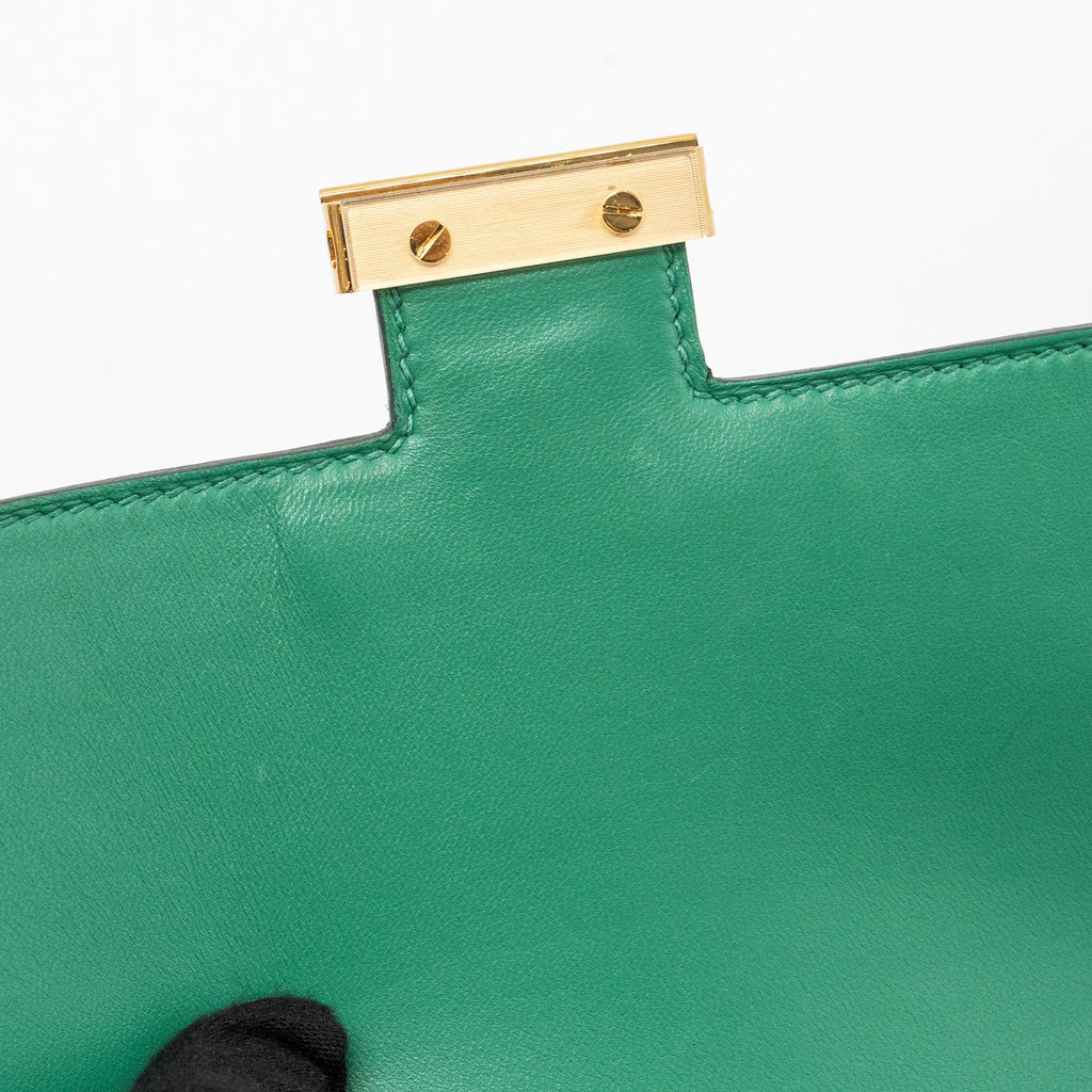 HERMES MINI CONSTANCE OSTRICH VERT VERTIGO GHW