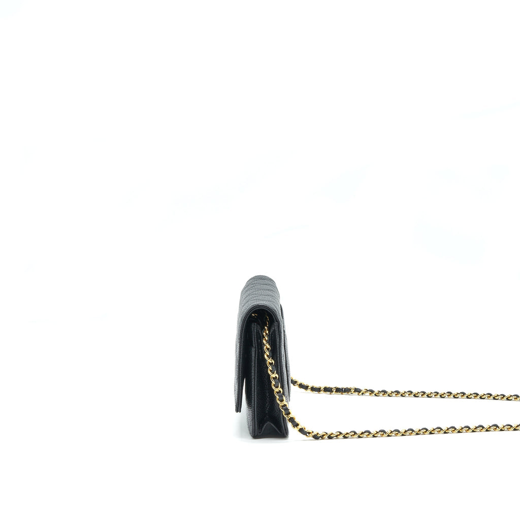 CHANEL CAVIAR WALLET ON CHAIN BLACK GHW