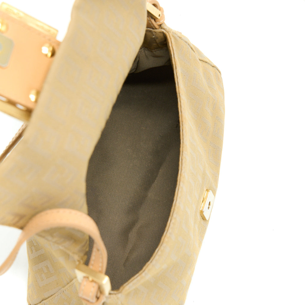 FENDI MINI MAMMA BAGUETTE CANVAS BEIGE GHW