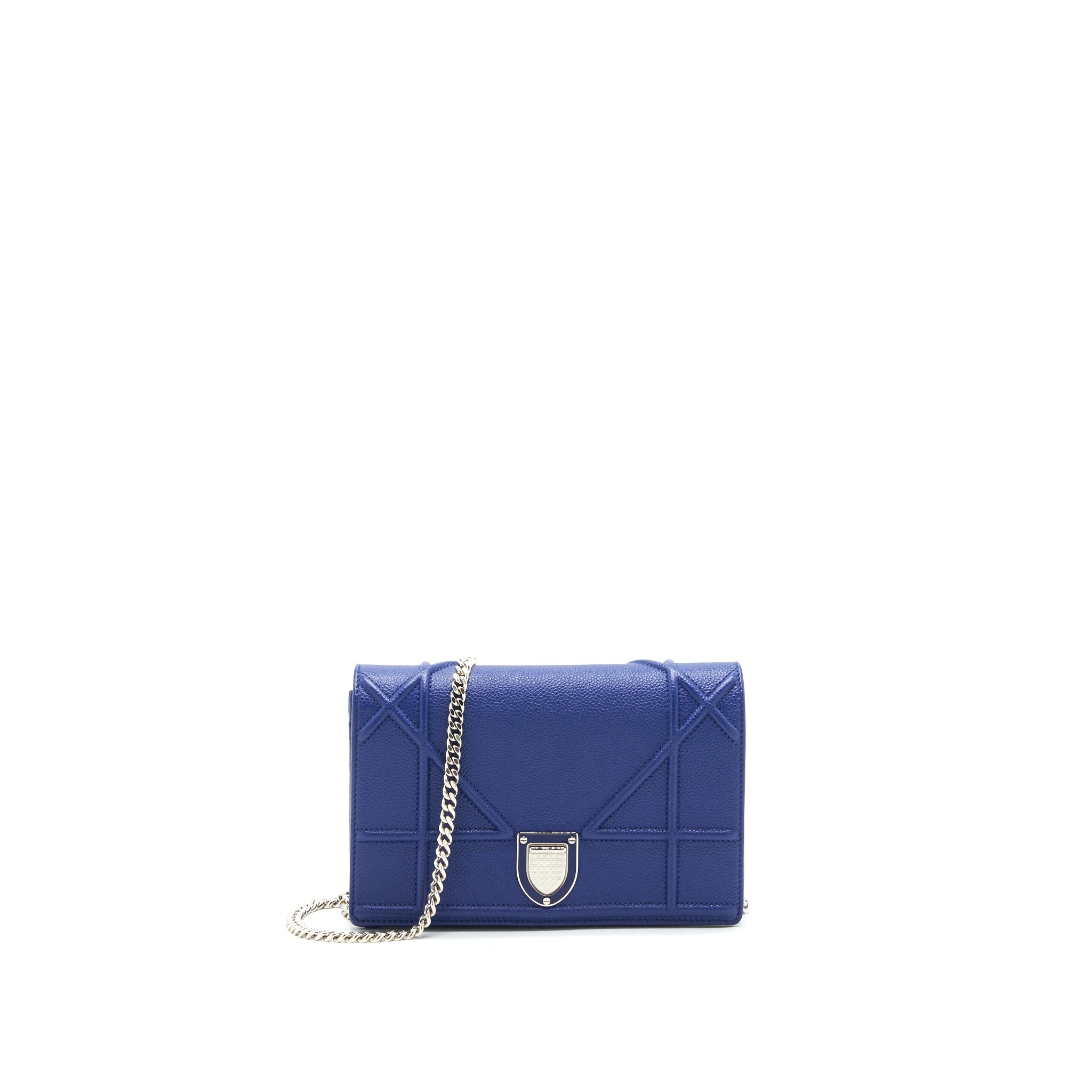 DIOR DIORAMA WALLET ON CHAIN BLUE WITH SHW