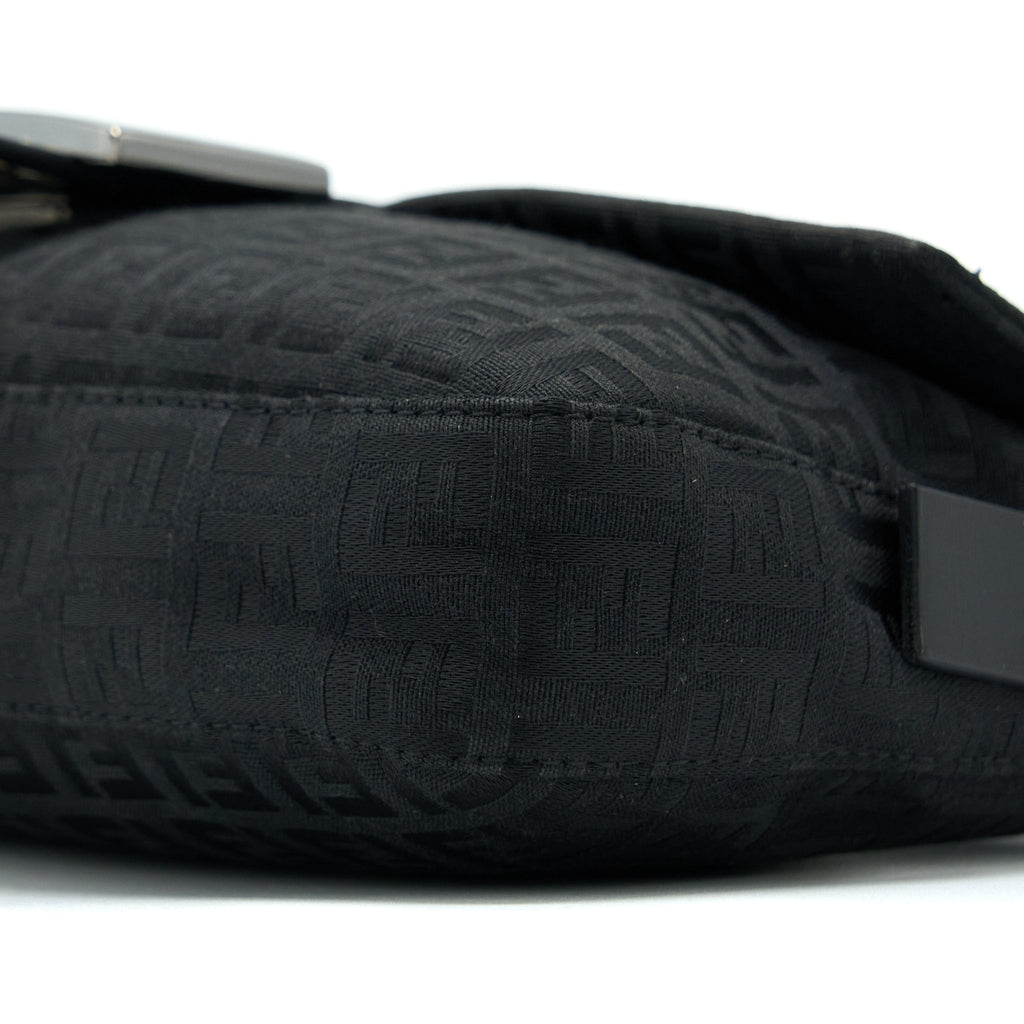 FENDI ZUCCA BAGUETTE CANVAS BLACK WITH SILVER HARDWARE
