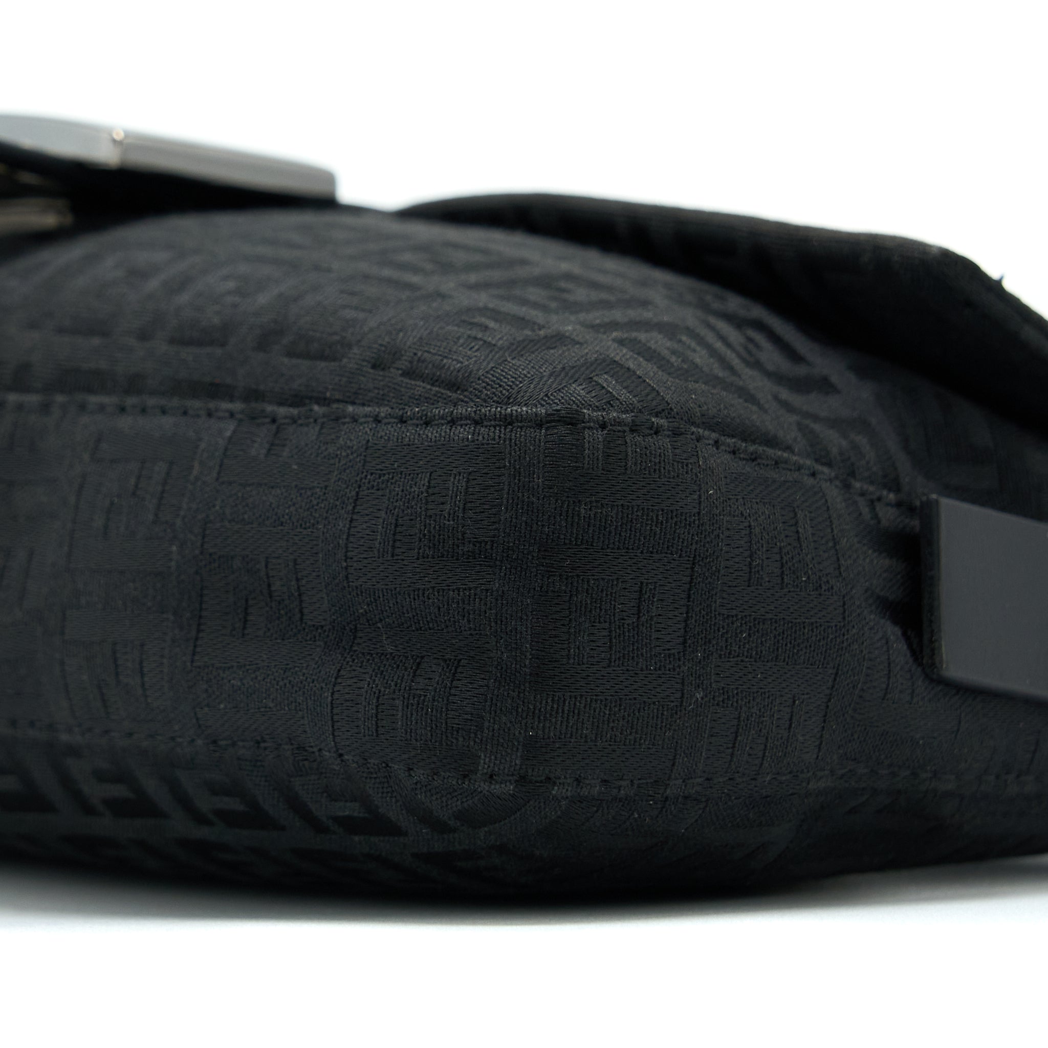 FENDI ZUCCA BAGUETTE CANVAS BLACK WITH SILVER HARDWARE
