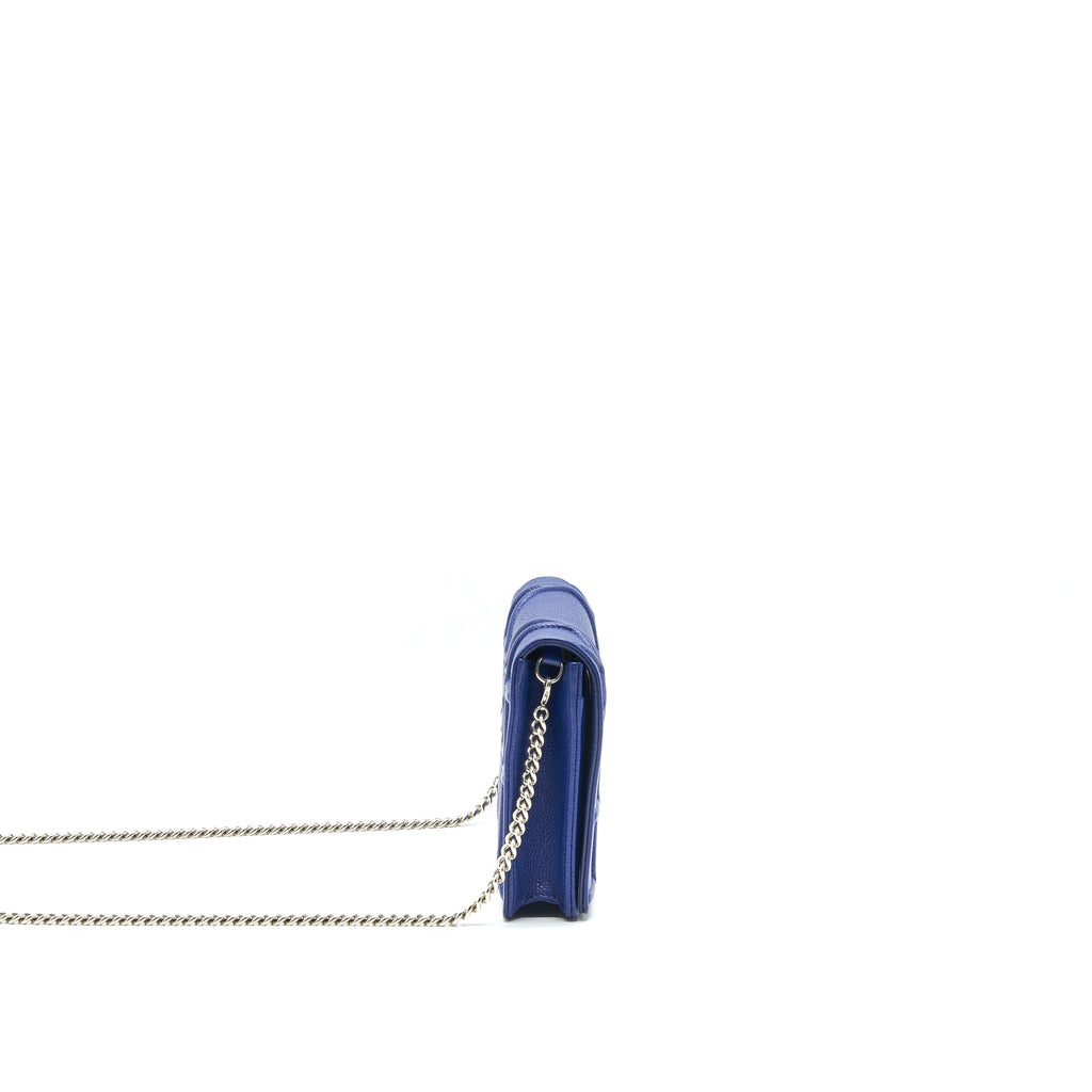 DIOR DIORAMA WALLET ON CHAIN BLUE WITH SHW