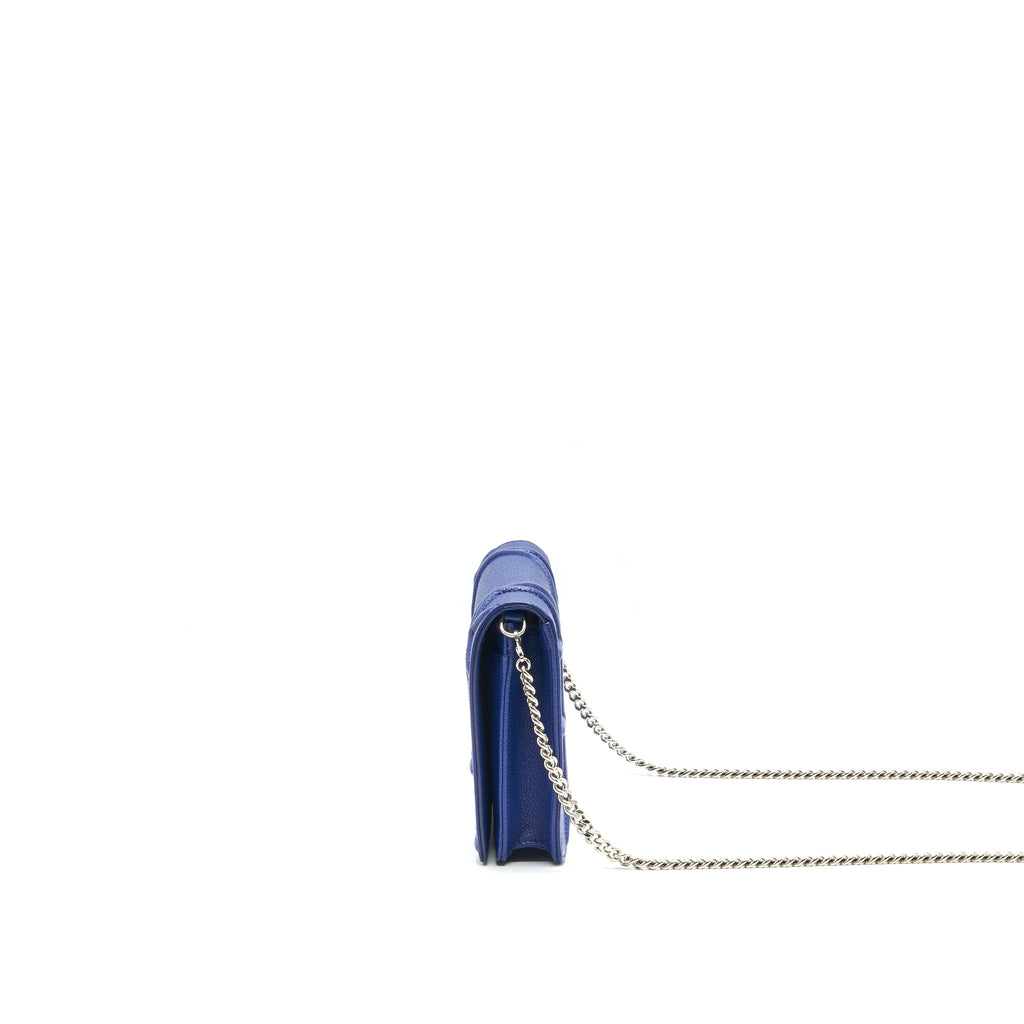 DIOR DIORAMA WALLET ON CHAIN BLUE WITH SHW