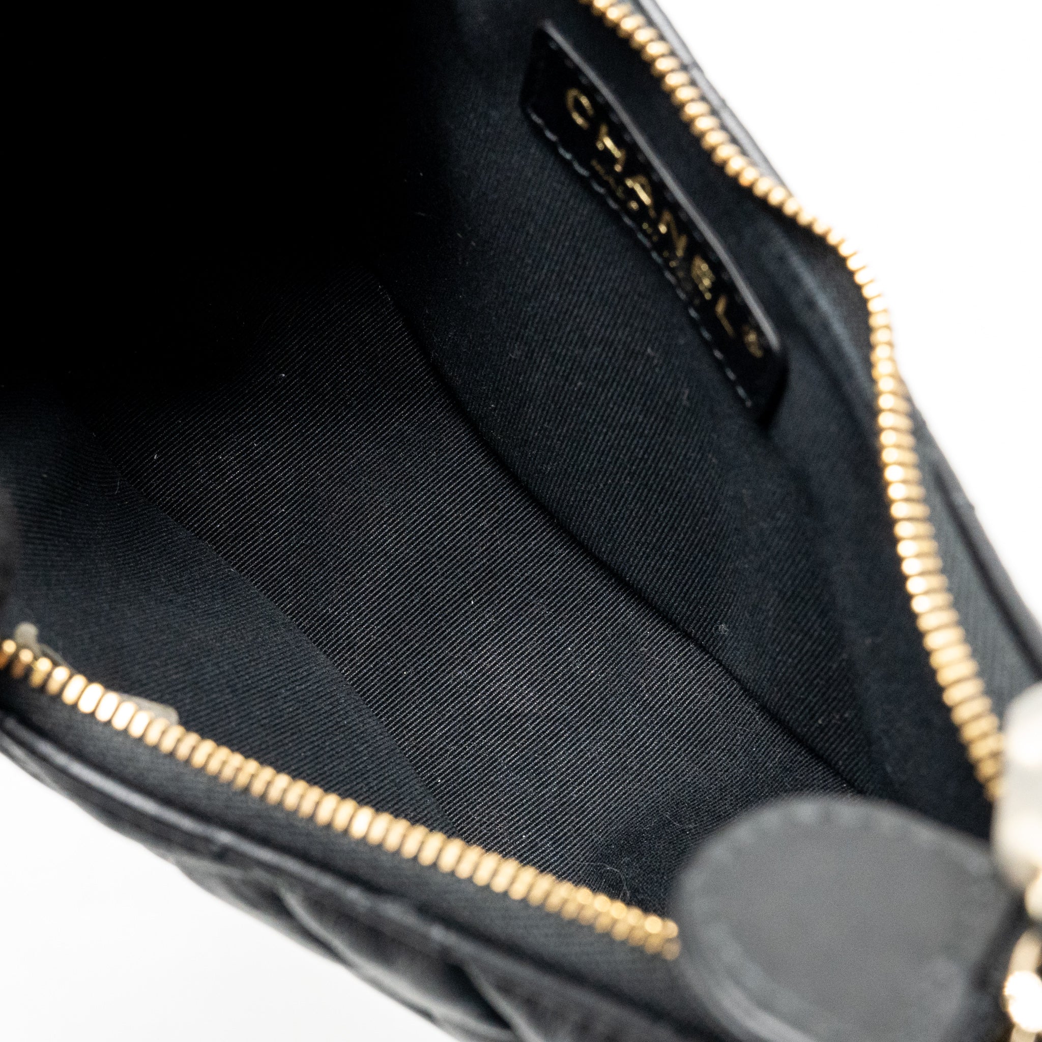 CHANEL SMALL HALF MOON HOBO BAG LAMBSKIN BLACK LGHW (MICROCHIP)