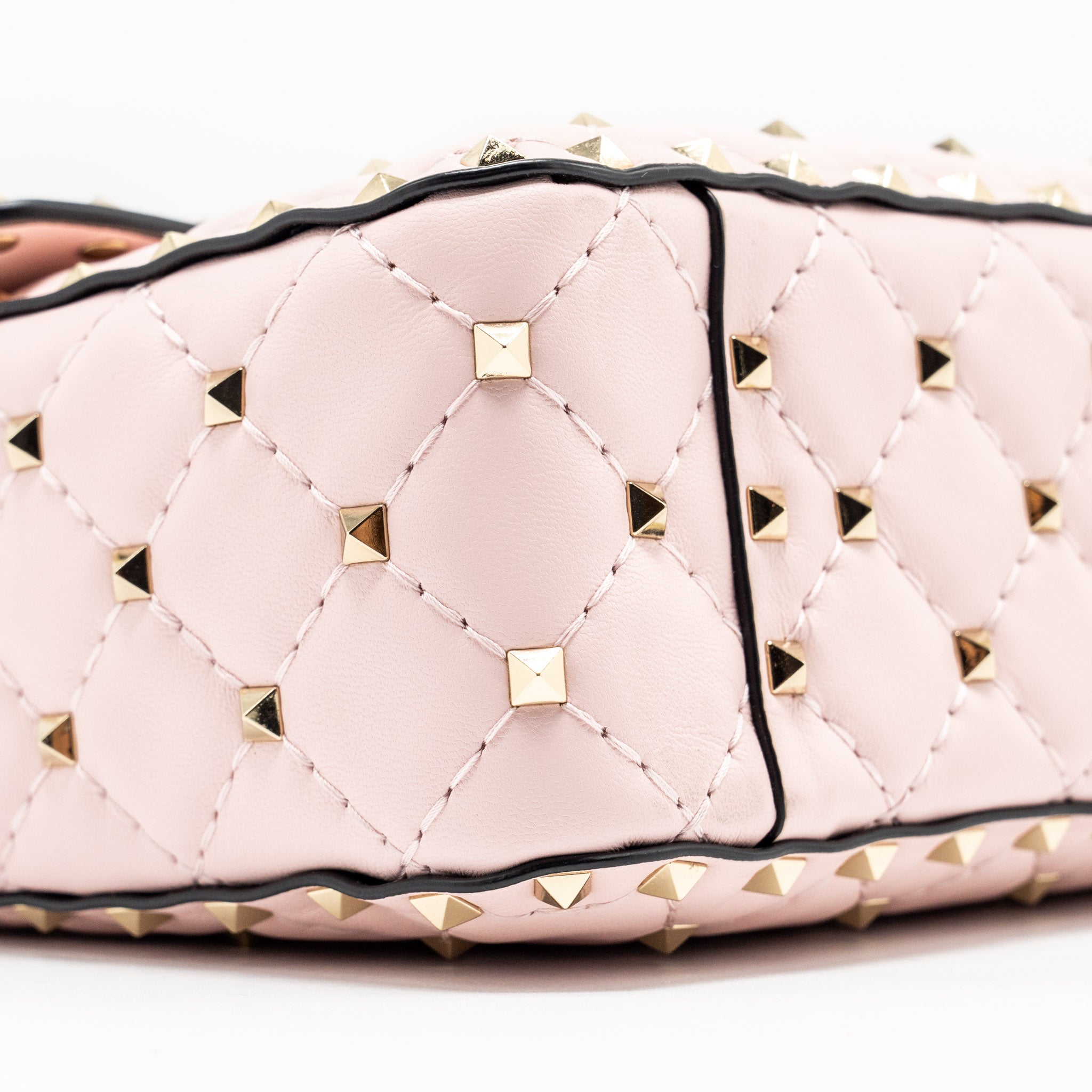 VALENTINO GARAVANI ROCKSTUD SPIKE SHOULDER BAG LEATHER PINK LGHW