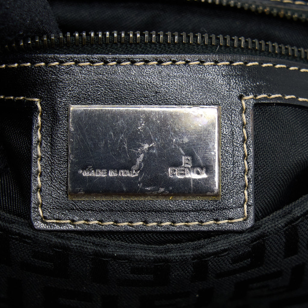 FENDI ZUCCA BAGUETTE CANVAS BLACK WITH SILVER HARDWARE