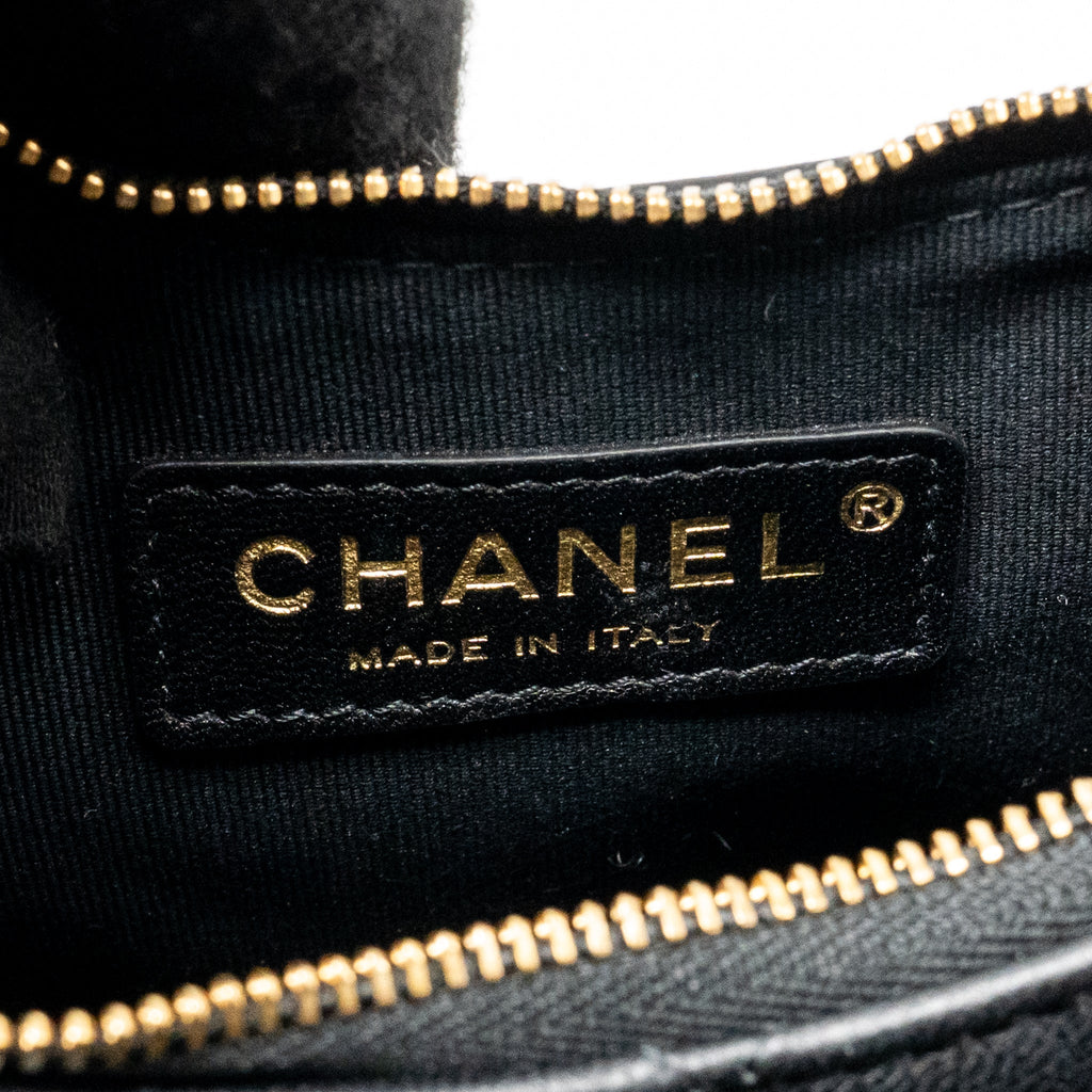 CHANEL SMALL HALF MOON HOBO BAG LAMBSKIN BLACK LGHW (MICROCHIP)