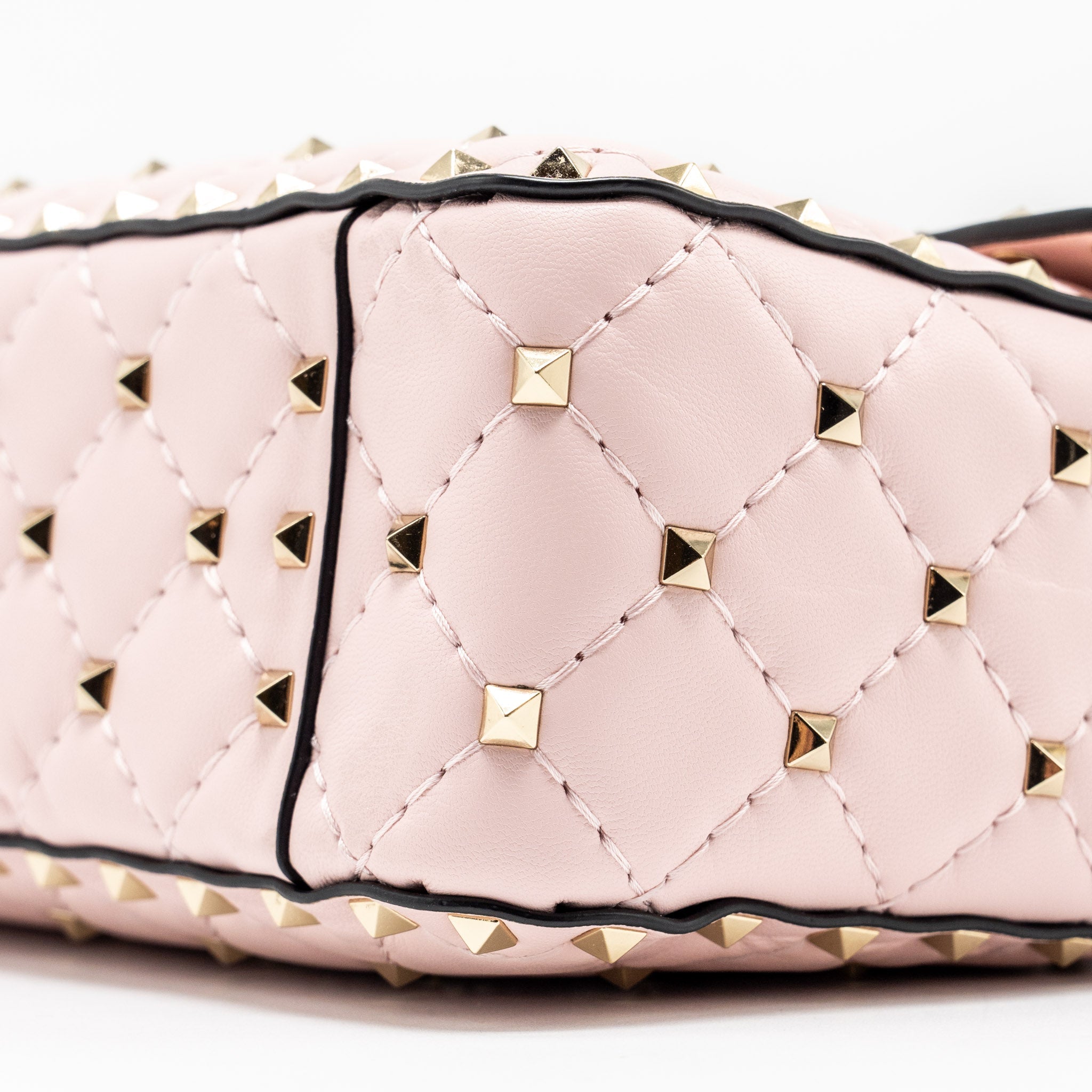VALENTINO GARAVANI ROCKSTUD SPIKE SHOULDER BAG LEATHER PINK LGHW