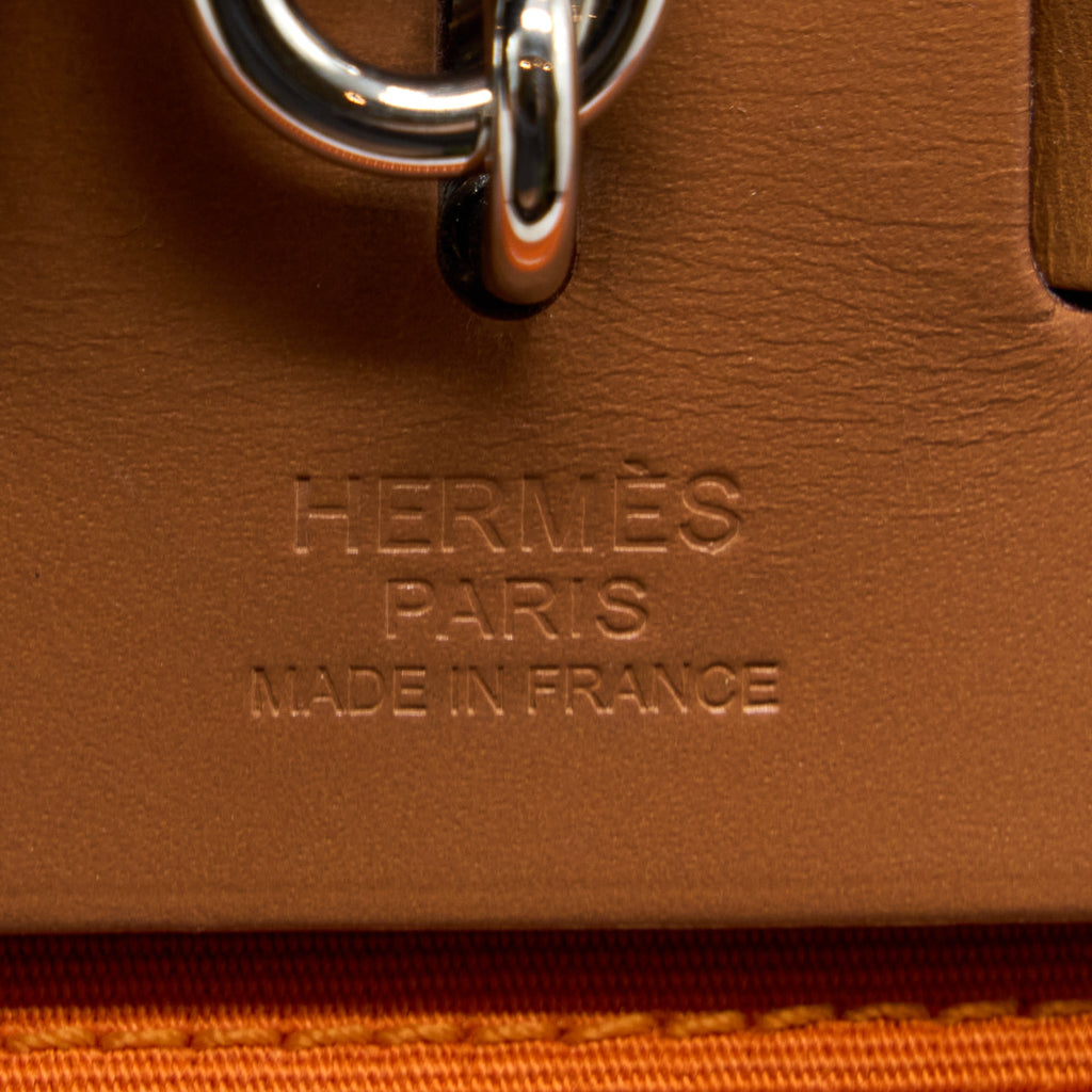 HERMES HERBAG 31 ZIP BAG CANVAS ORANGE SHW