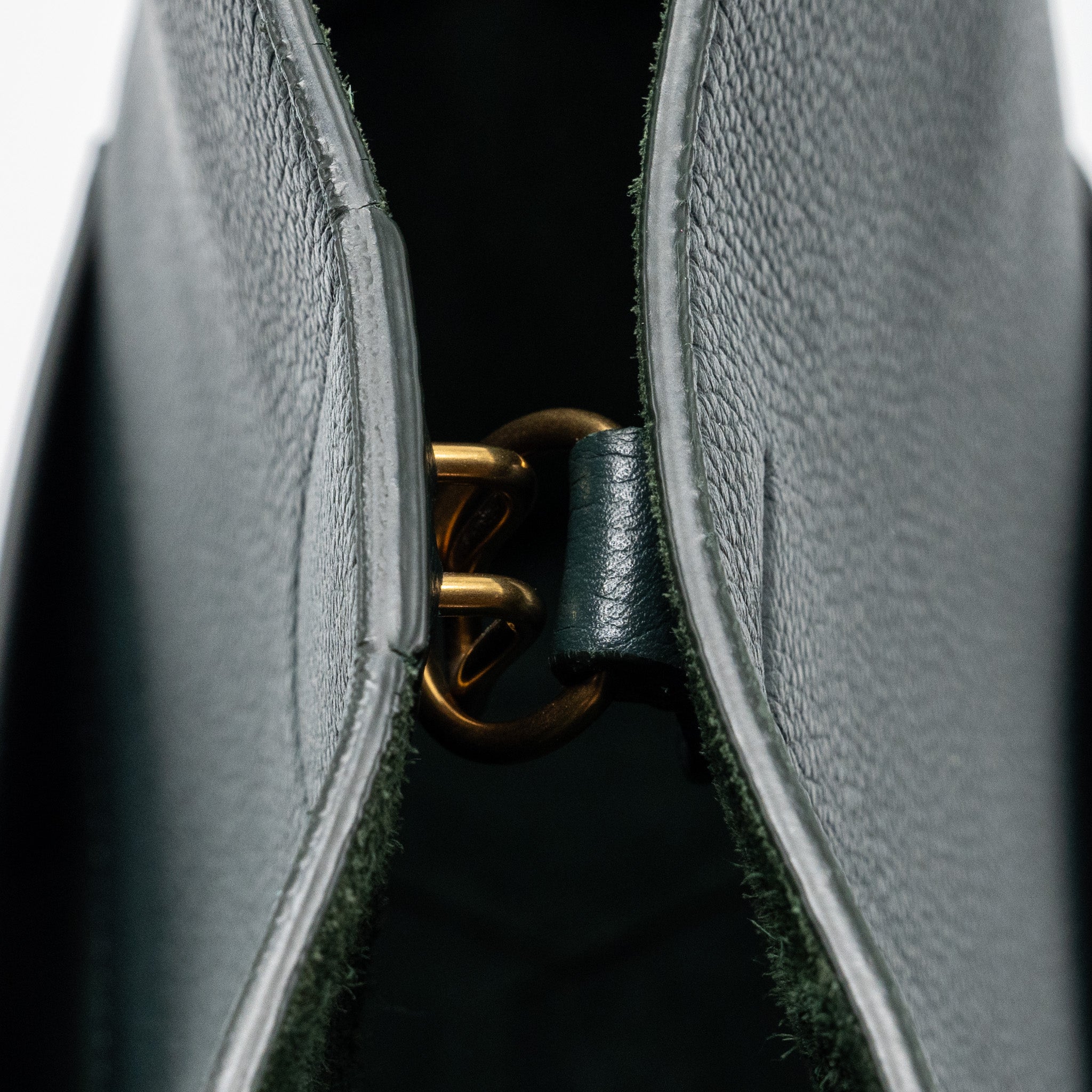 CELINE SANGLE BUCKET BAG CALFSKIN DARK GREEN GHW