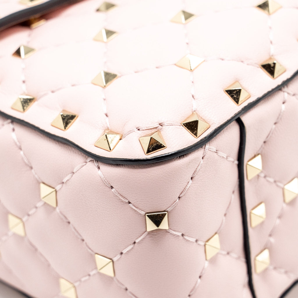 VALENTINO GARAVANI ROCKSTUD SPIKE SHOULDER BAG LEATHER PINK LGHW