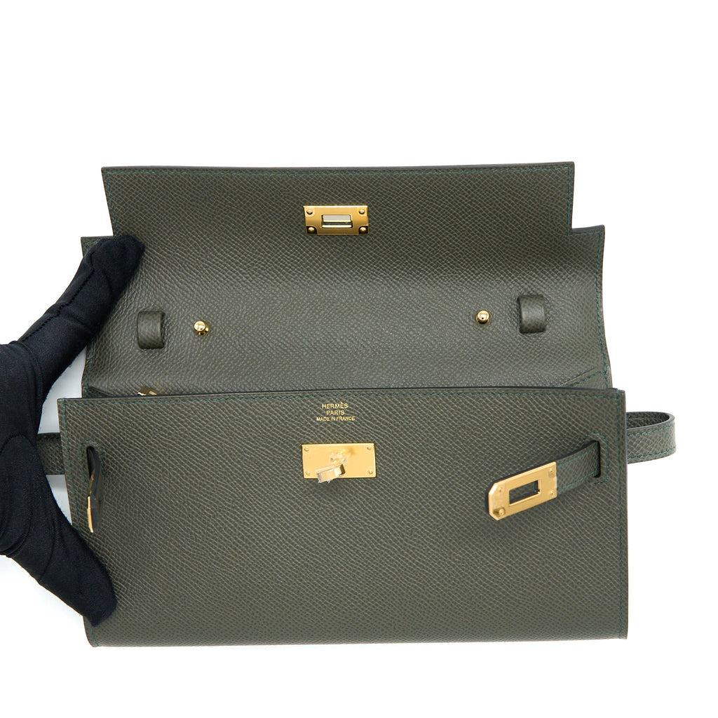 HERMES CLASSIC KELLY TO GO EPSOM C6 VERT DE GRIS GHW