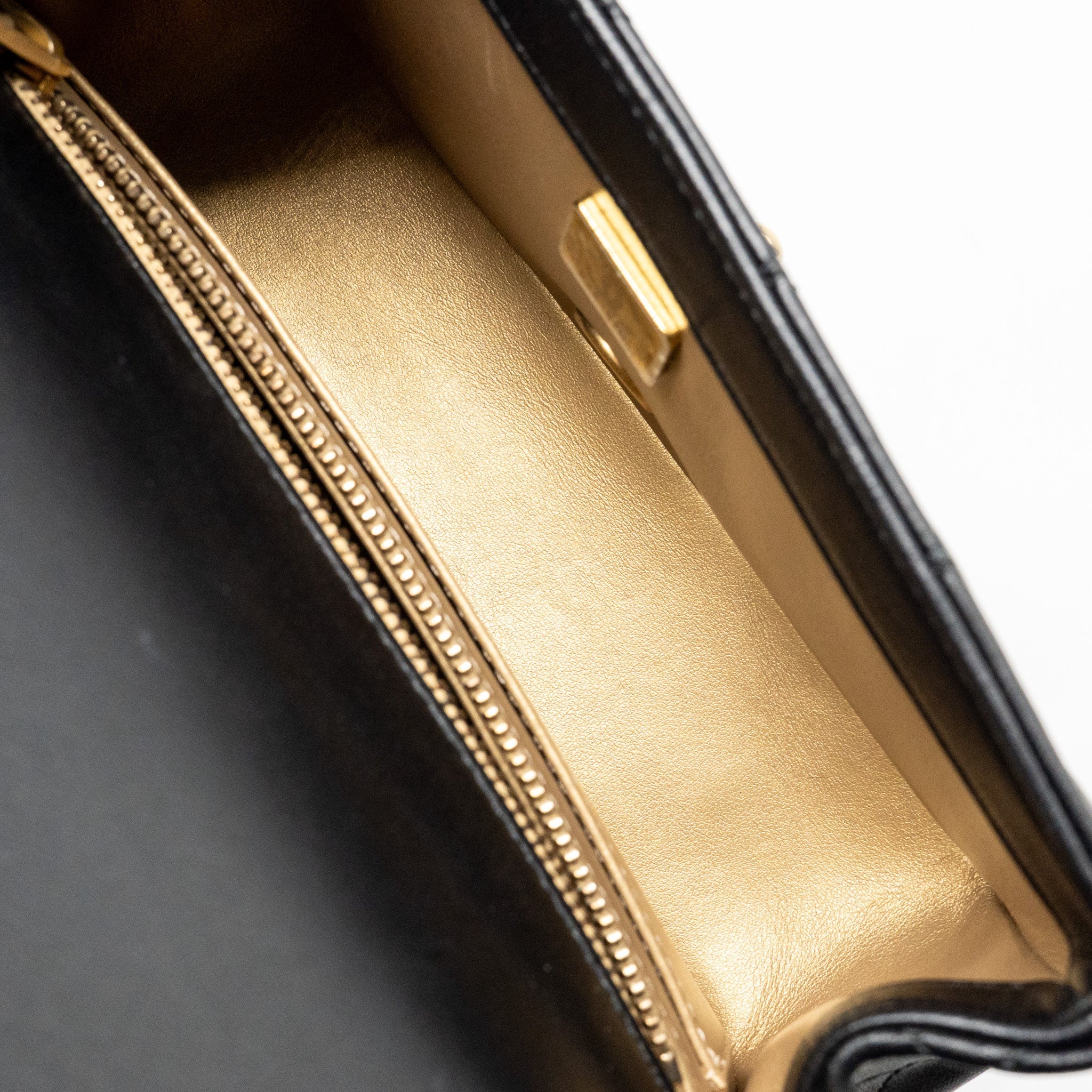 CHANEL PEARL CRUSH MINI RECTANGULAR FLAP BAG LAMBSKIN BLACK GHW (MICROCHIP)