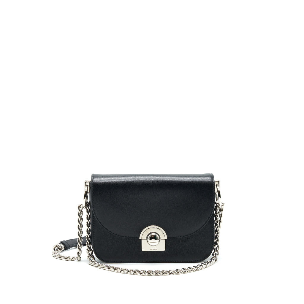 PRADA PATTINA IN GLACE BAG CALFSKIN BLACK SHW