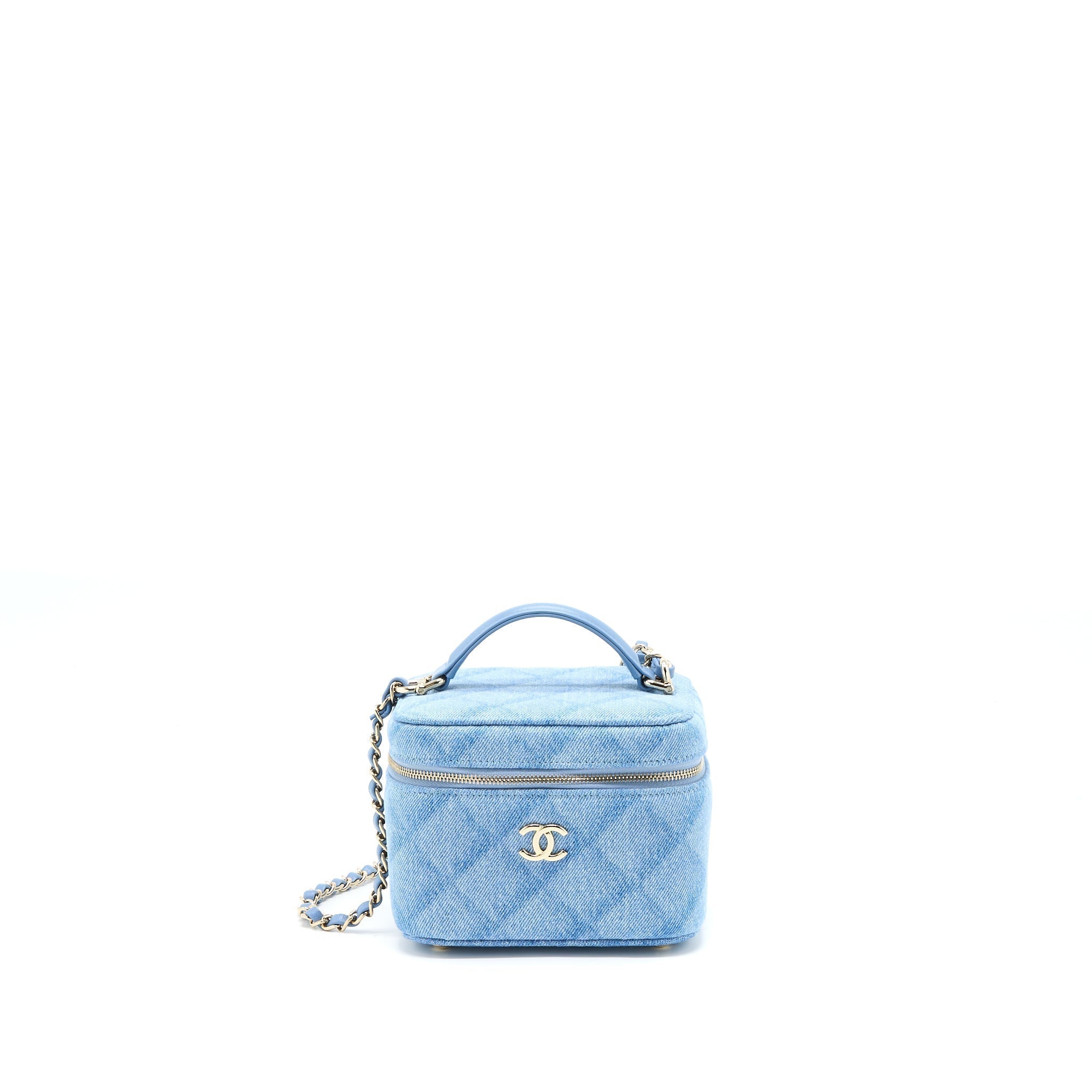 CHANEL VANITY CASE WITH CHAIN DENIM LGHW (MICROCHIP)