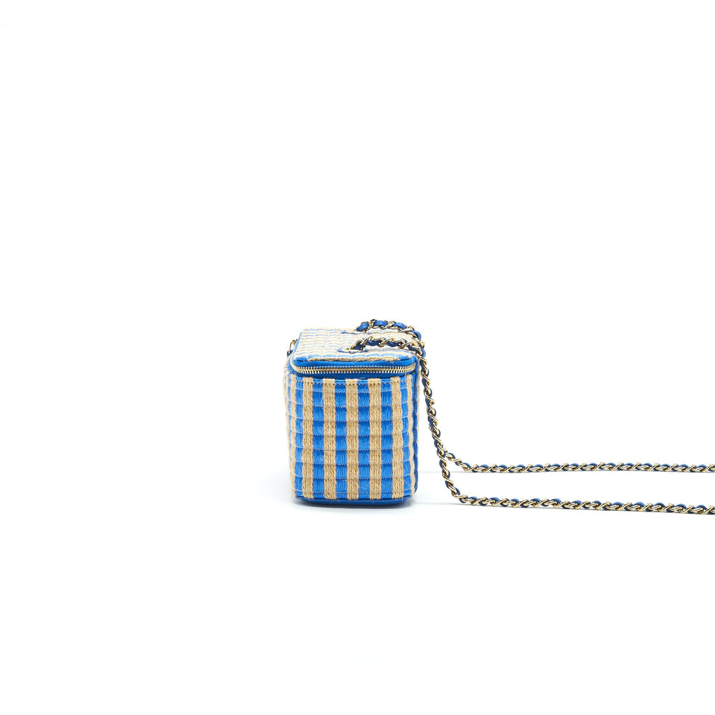 CHANEL VANITY WITH CHAIN BLUE & BEIGE
