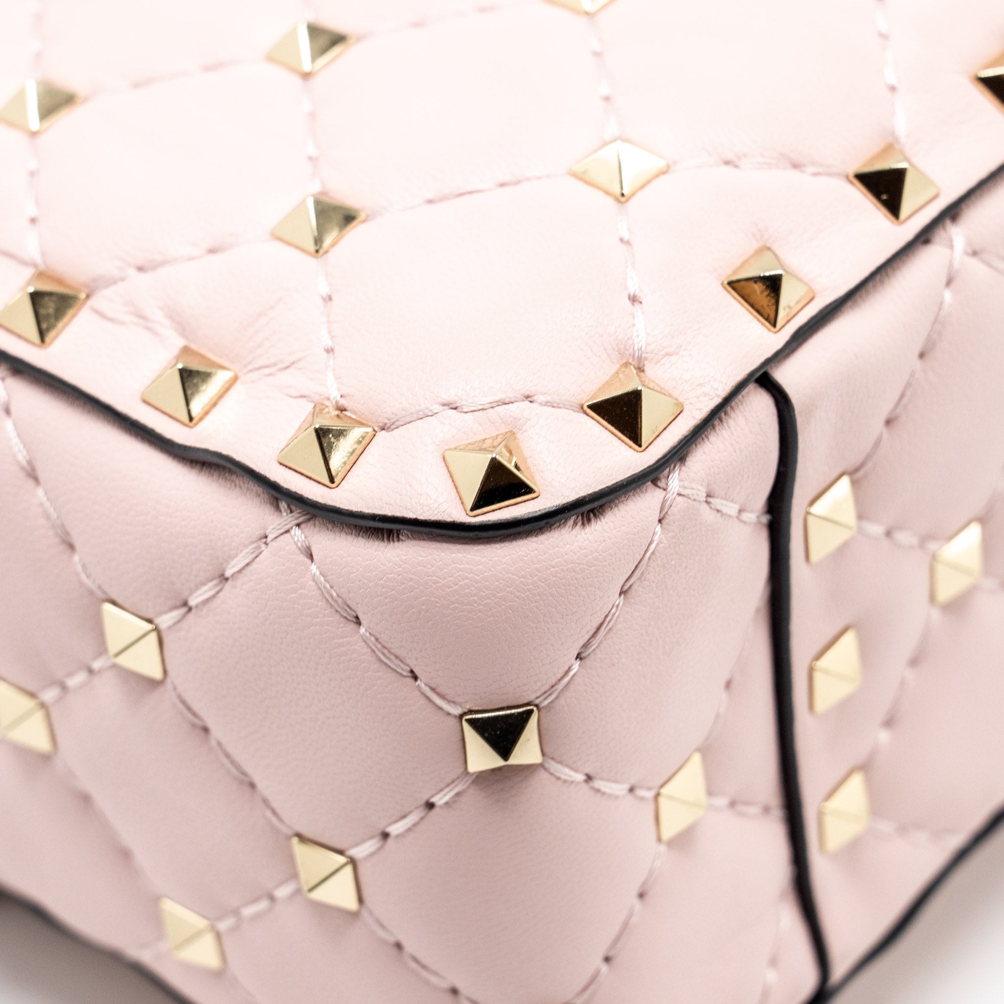 VALENTINO GARAVANI ROCKSTUD SPIKE SHOULDER BAG LEATHER PINK LGHW