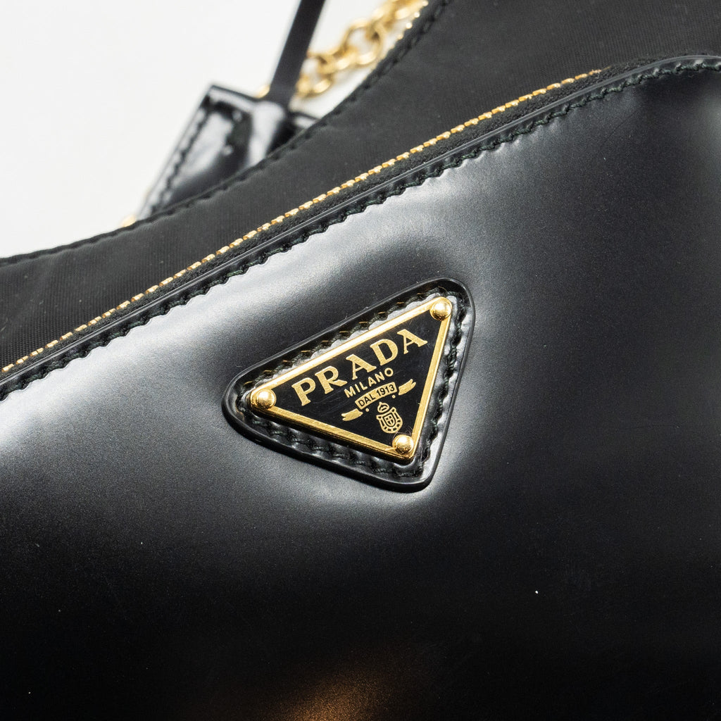 PRADA RE-NYLON MINI BAG NYLON/ CALFSKIN BLACK GHW