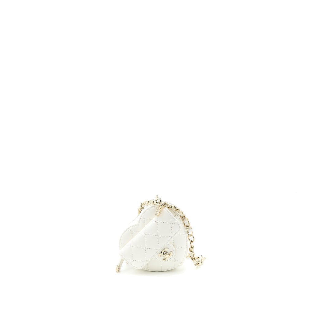 CHANEL 22S HEART BELT BAG LAMBSKIN WHITE LGHW