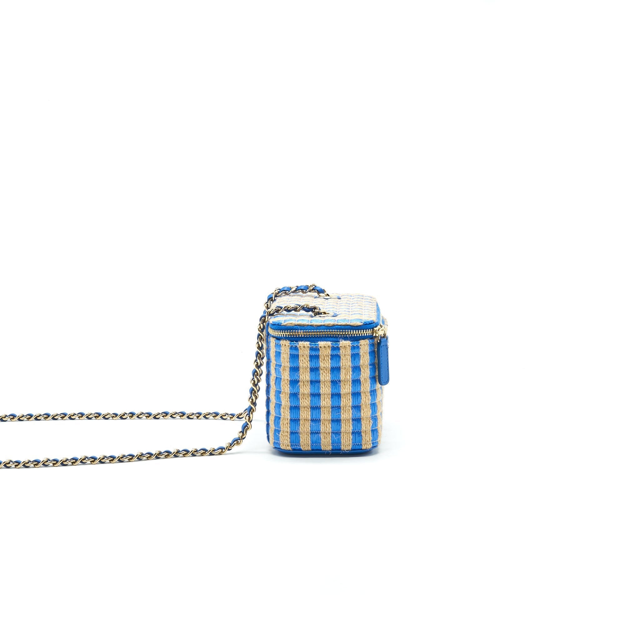 CHANEL VANITY WITH CHAIN BLUE & BEIGE
