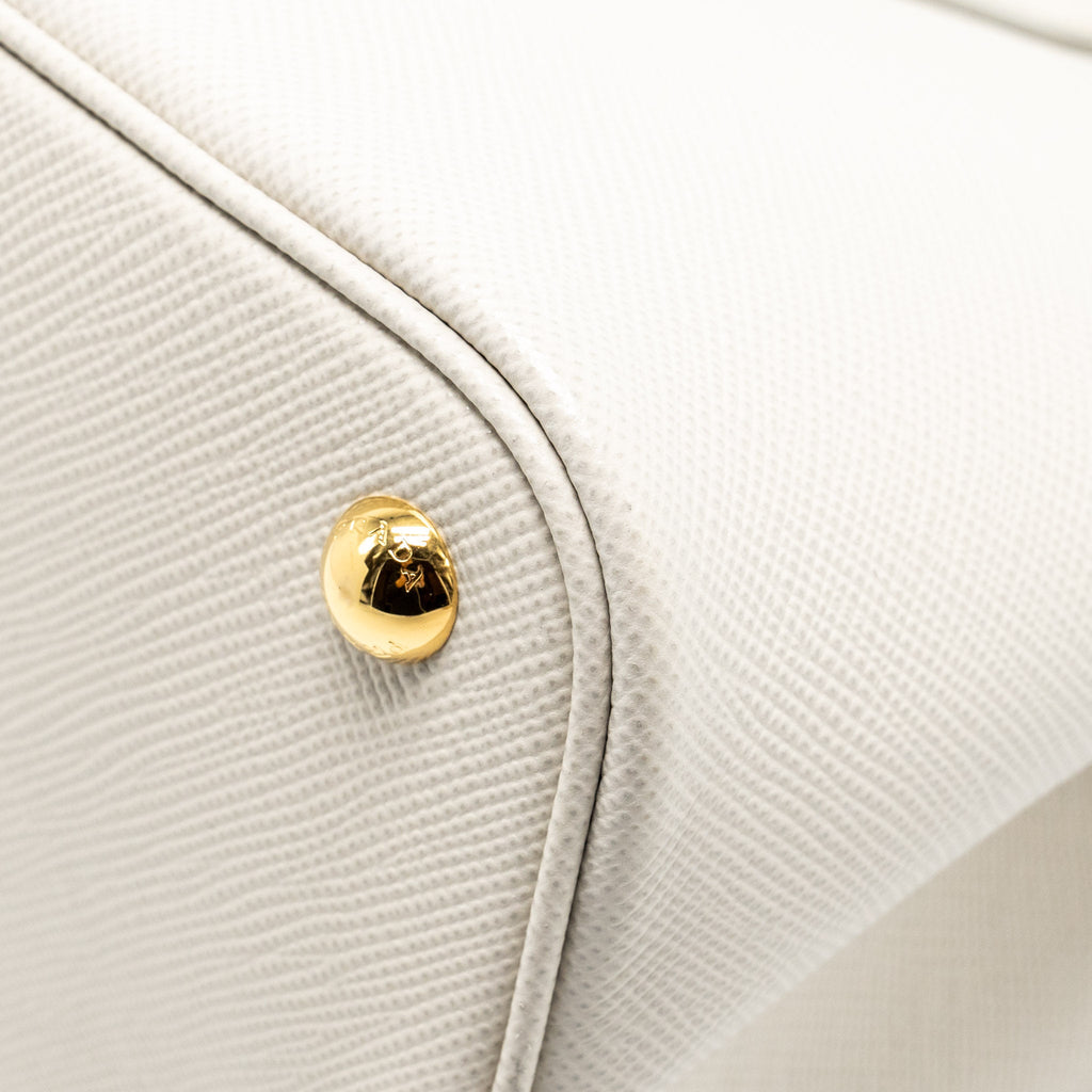 PRADA SMALL SAFFIANO CUIR TOTE BAG CALFSKIN WHITE/YELLOW GHW