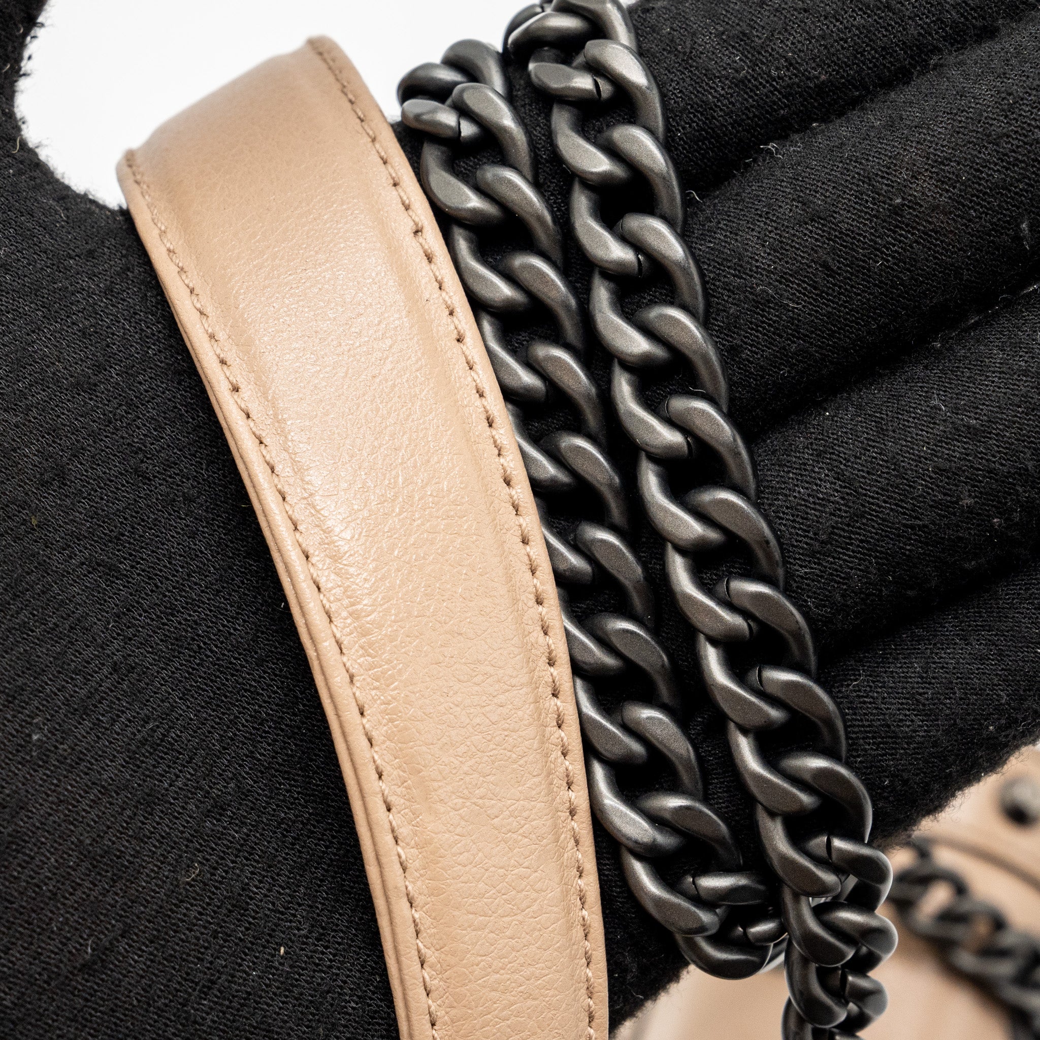 PRADA PATTINA GLACE STUDDED BAG CALFSKIN BEIGE /BLACK HARDWARE