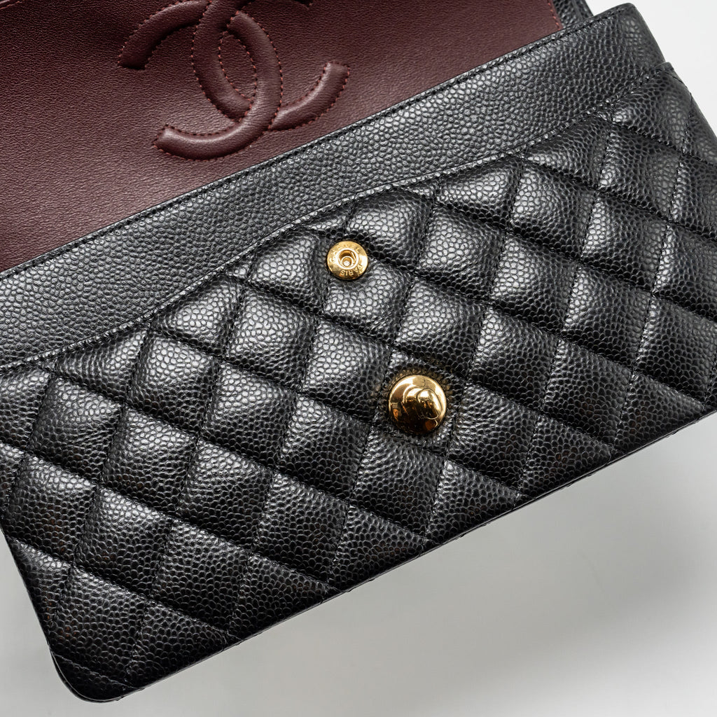 CHANEL MEDIUM CLASSIC DOUBLE FLAP BAG CAVIAR BLACK GHW (MICROCHIP)