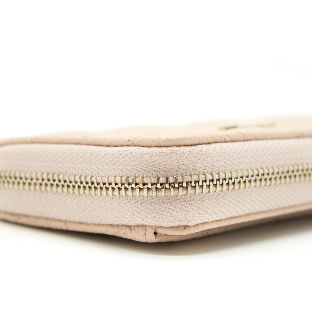 CHANEL 22C ZIPPY CARD HOLDER CAVIAR LIGHT BEIGE LGHW