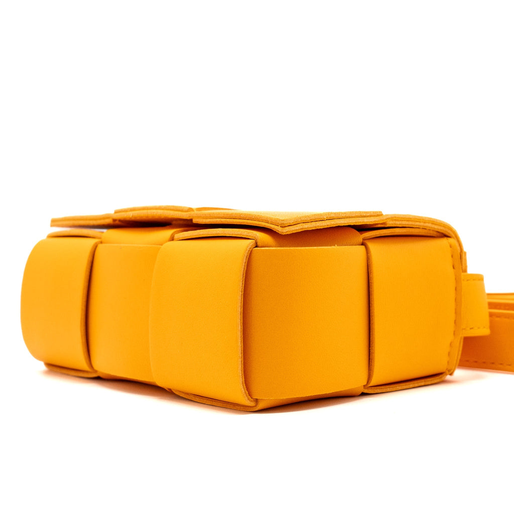 BOTTEGA VENETA MINI CASSETTE CROSSBODY BAG LAMBSKIN ORANGE GHW