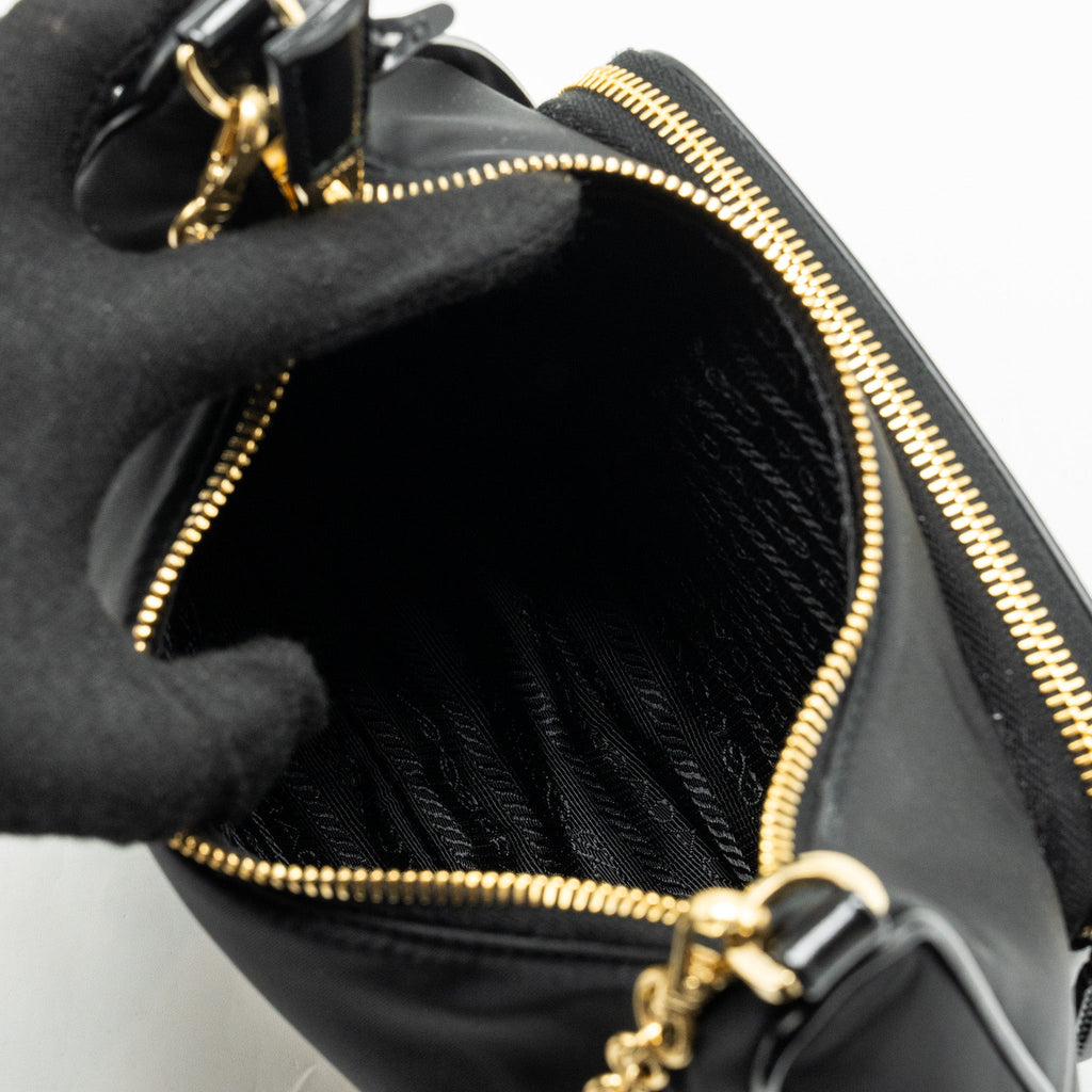 PRADA RE-NYLON MINI BAG NYLON/ CALFSKIN BLACK GHW