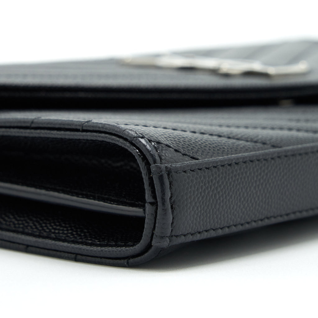 SAINT LAURENT/YSL CHAIN WALLET CROSSBODY BAG GRAIN CALFSKIN BLACK SHW